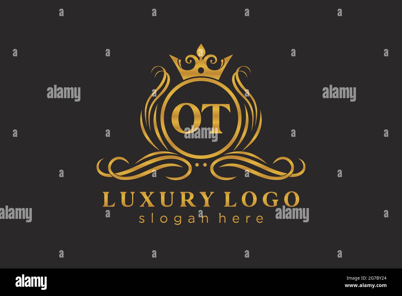 Modèle de logo de luxe OT Letter Royal en illustrations vectorielles pour les restaurants, les royalties, les boutiques, les cafés, les hôtels, Heraldic, bijoux, mode et autres illustrations vectorielles Illustration de Vecteur