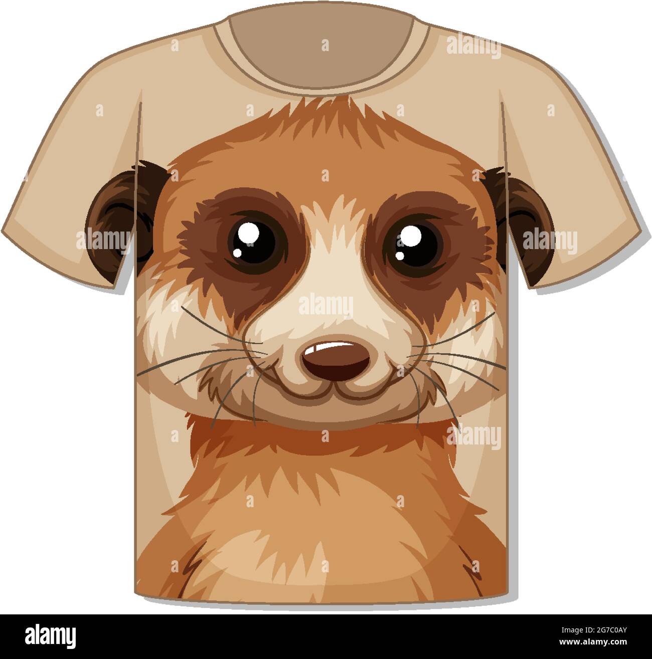 Avant du t-shirt avec illustration du modèle de visage de meerkat Illustration de Vecteur