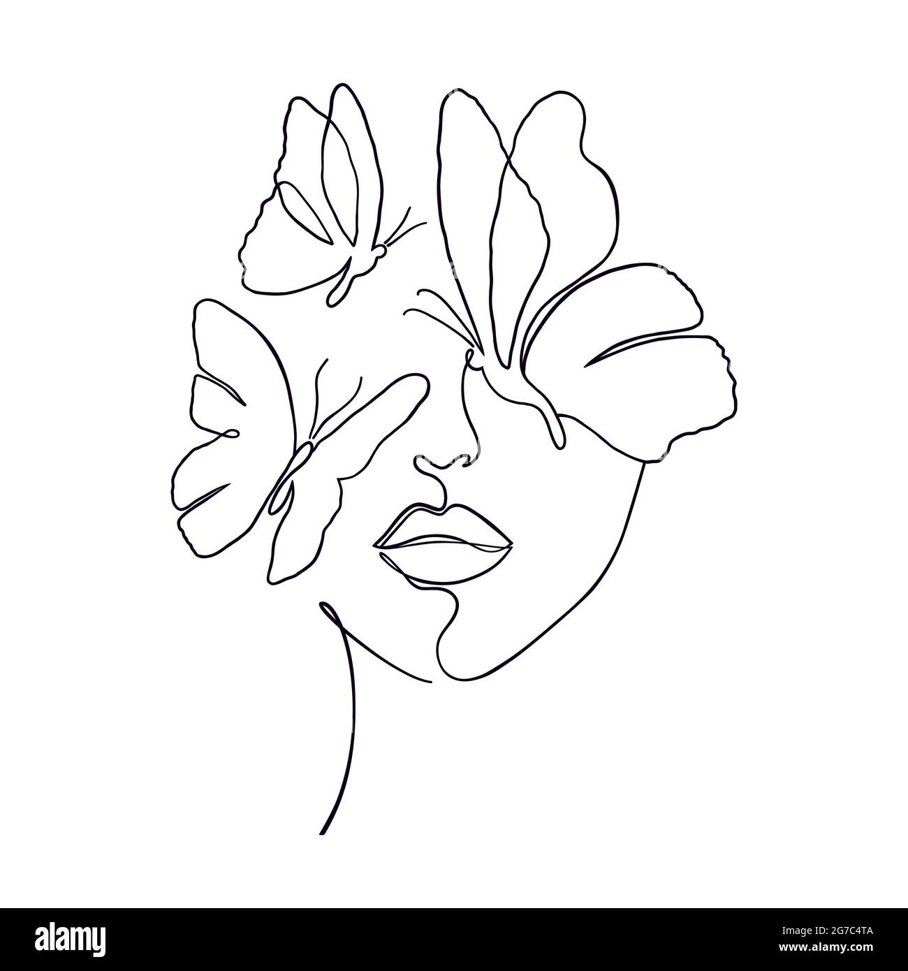 Visage de femme minimal Illustration de Vecteur