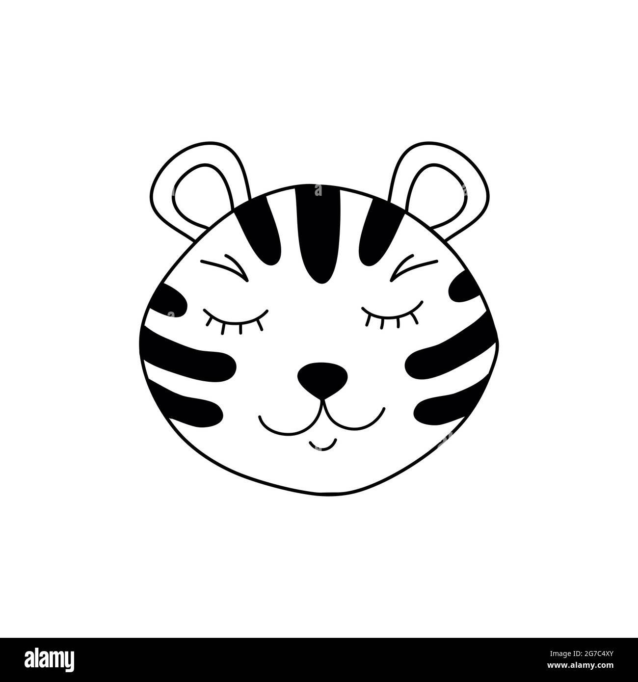 Adorable et mignon tigre Illustration de Vecteur