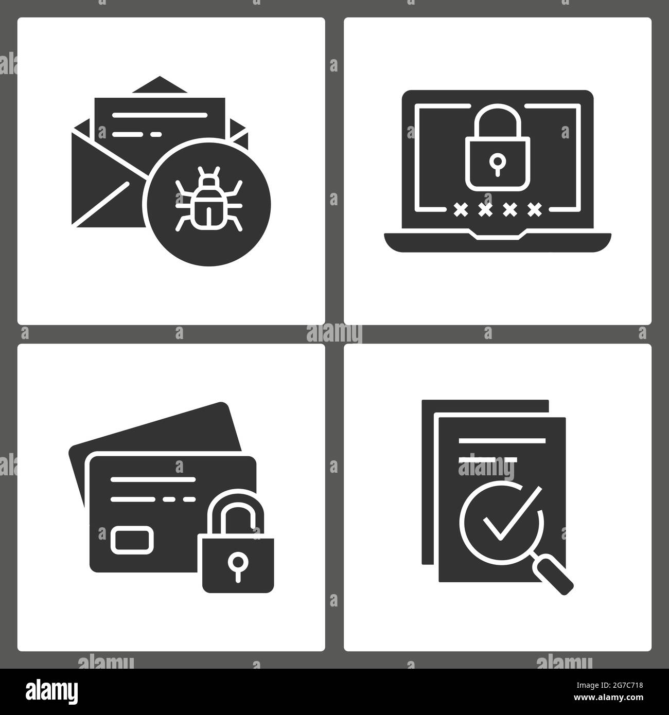 Icônes de sécurité numérique. Illustration vectorielle isolée sur blanc. Illustration de Vecteur