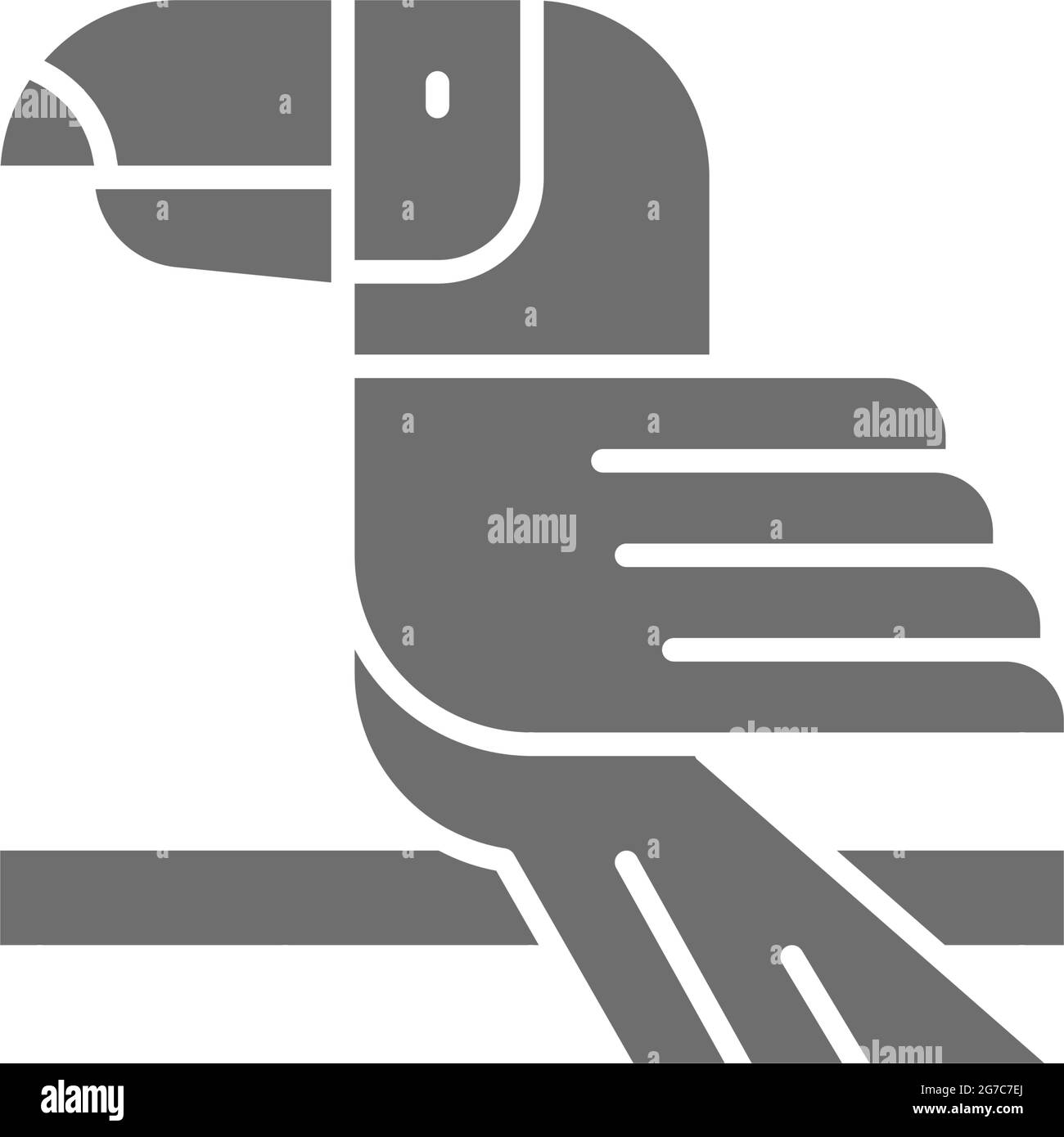 Toucan, icône gris oiseau tropical. Isolé sur fond blanc Illustration de Vecteur