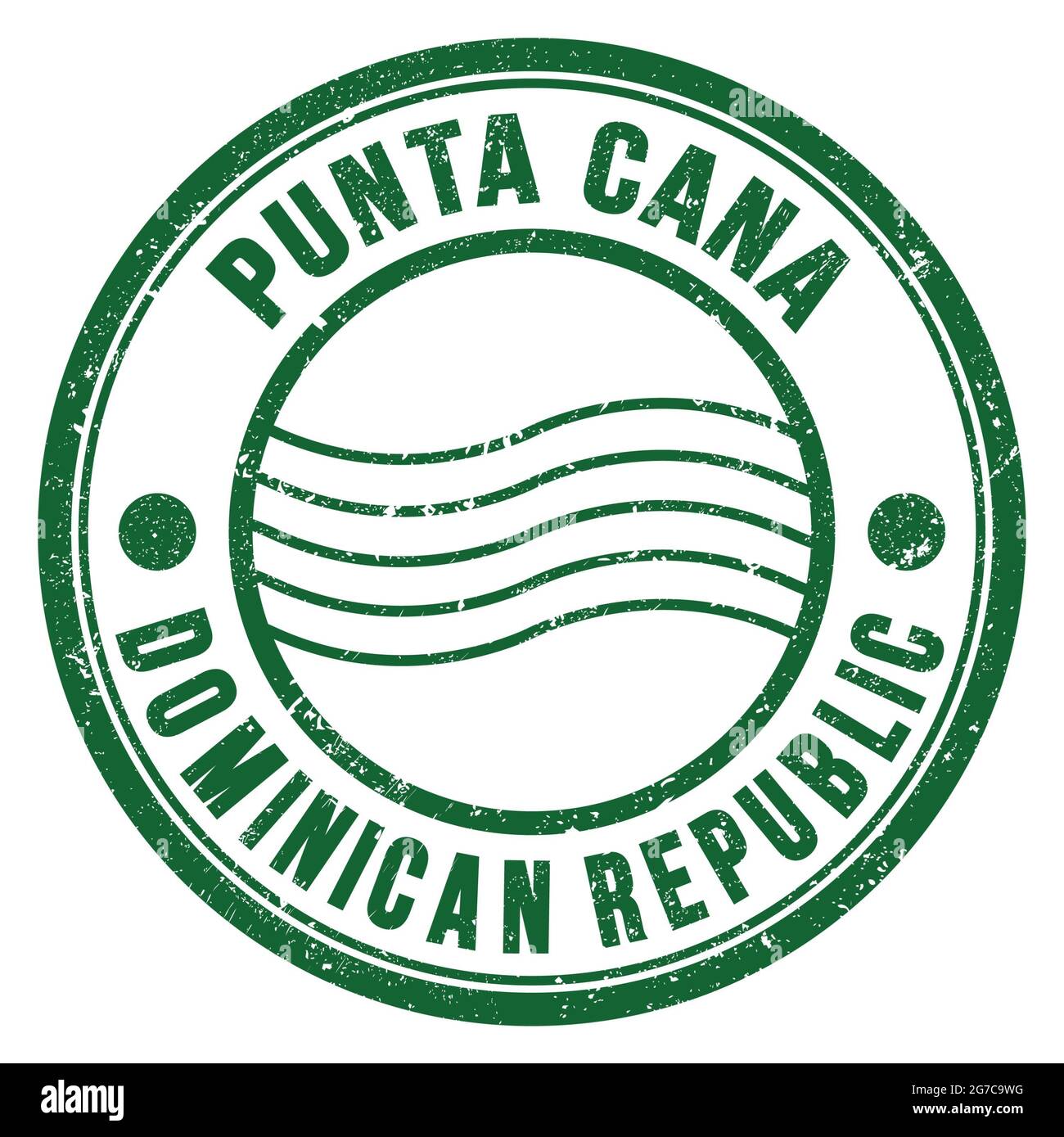 PUNTA CANA - RÉPUBLIQUE DOMINICAINE, mots écrits sur le timbre postal rond vert Banque D'Images