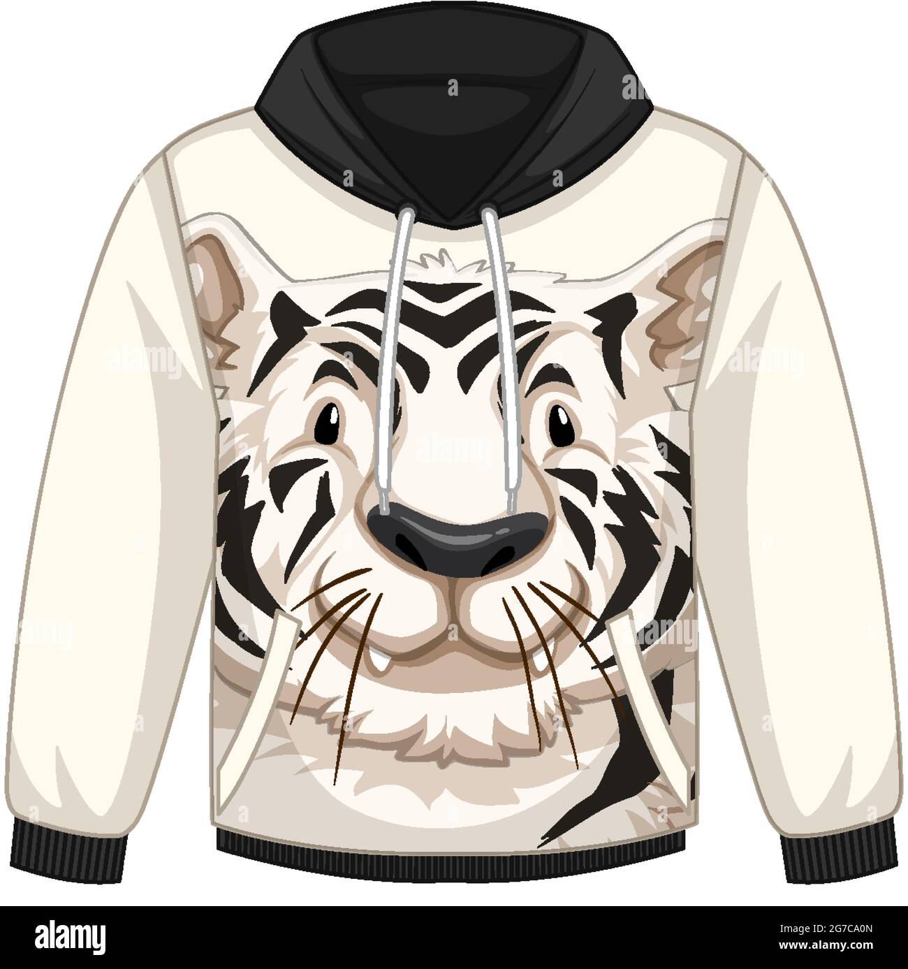 Avant du pull à capuche avec motif tigre blanc Image Vectorielle Stock -  Alamy