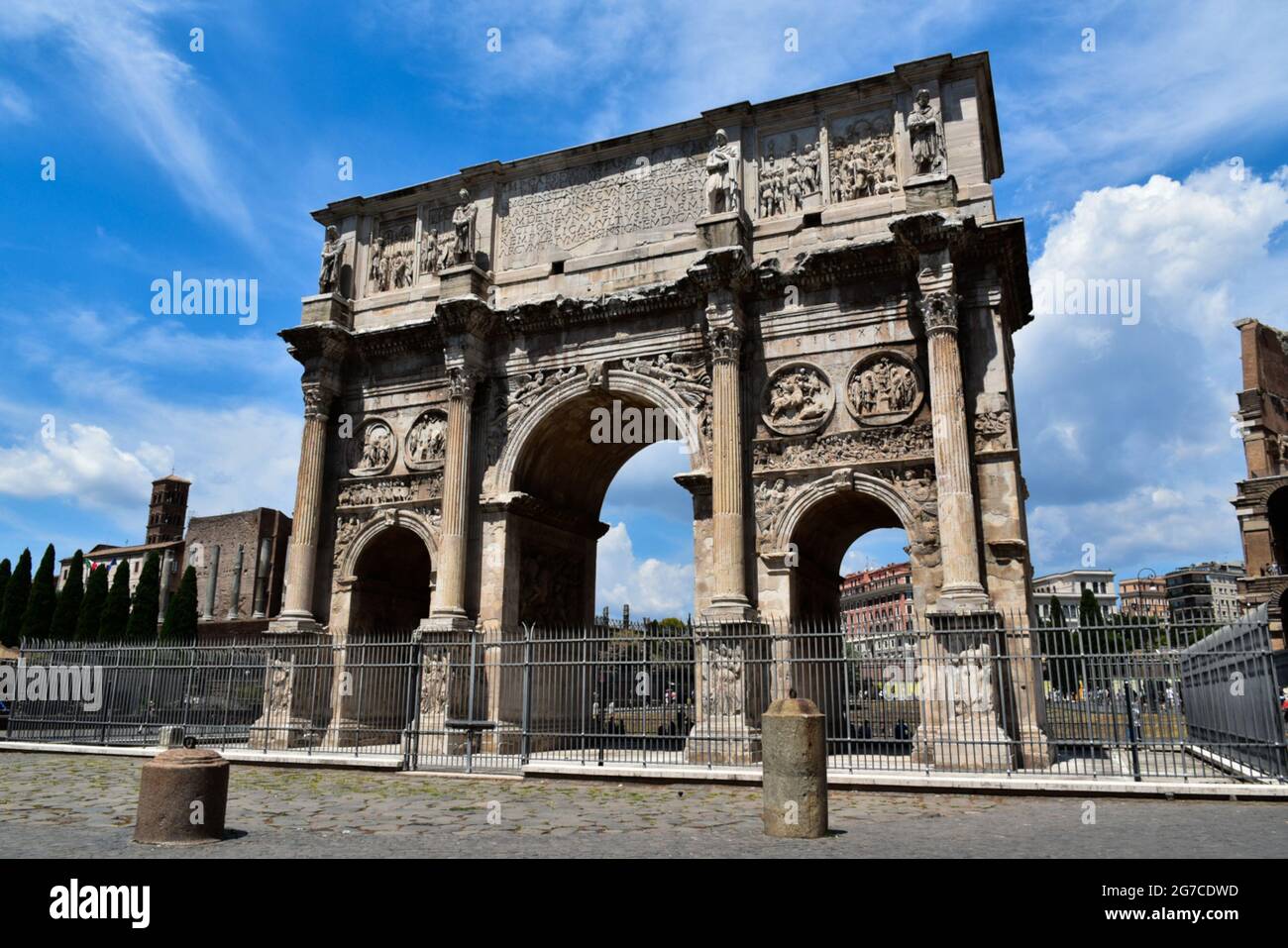 Arc triomphal de Rome de l'empereur Constantine. Banque D'Images