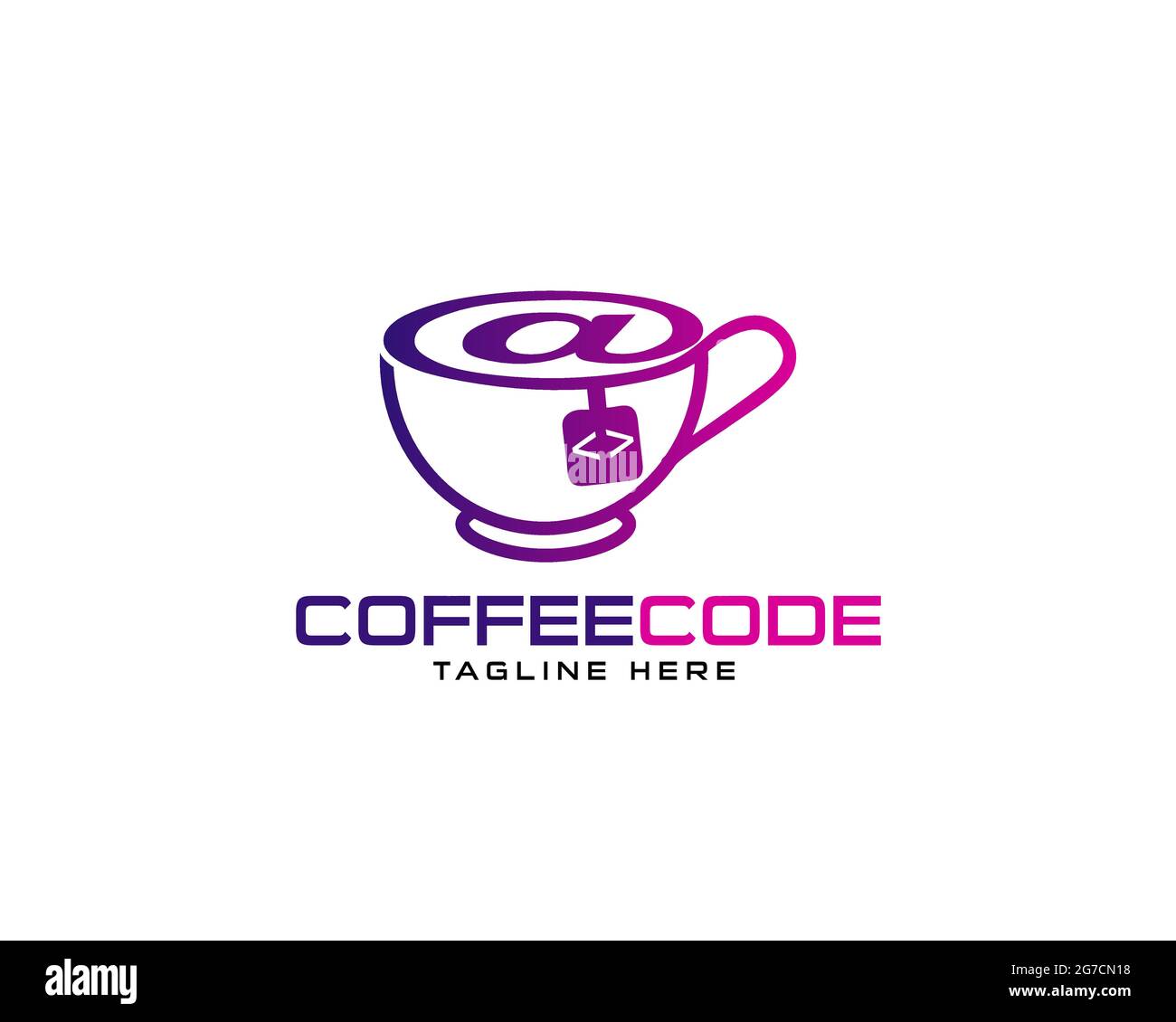 Le logo Coffee Code peut être utilisé comme signe, icône ou symbole, vecteur en couches complètes et facile à modifier et à personnaliser taille et couleur, compatible avec presque Illustration de Vecteur