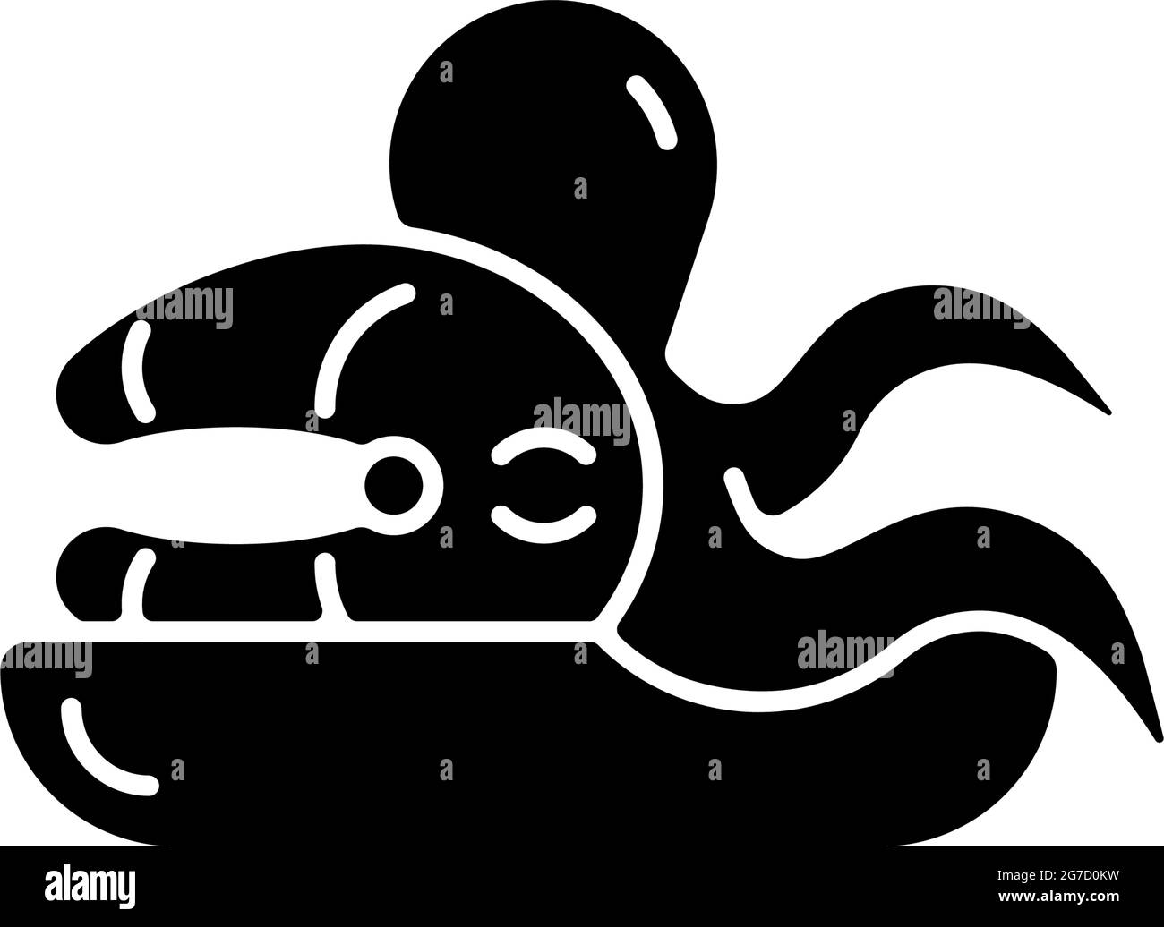 Icône en glyphe noir du marché des fruits de mer. Illustration de Vecteur