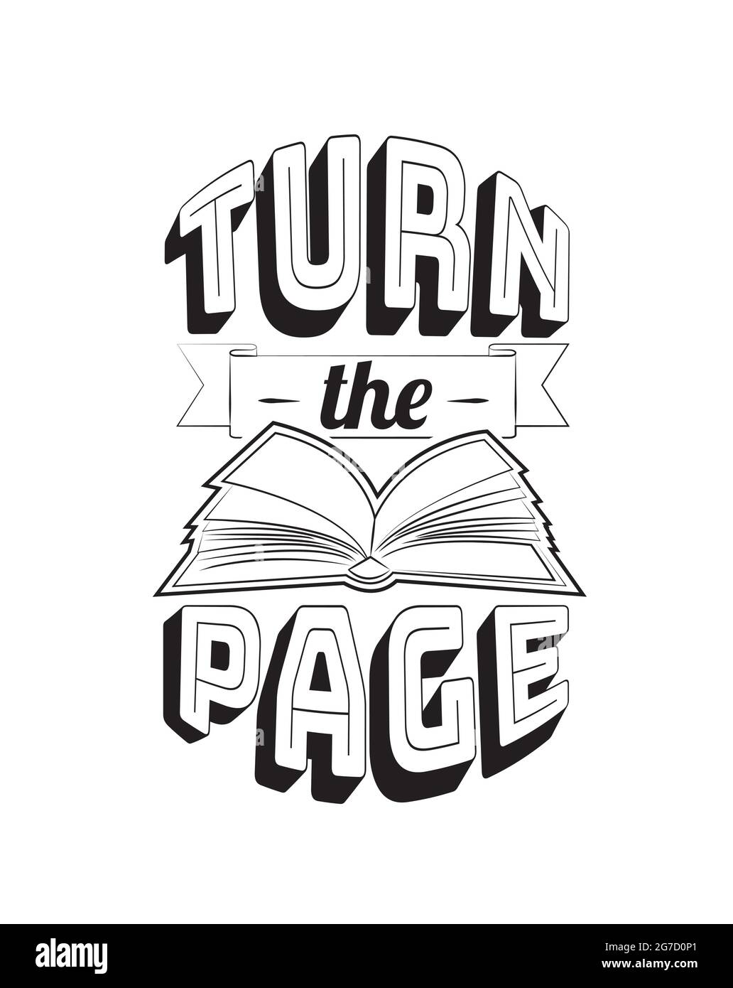 Tournez la page, vecteur. Décalcomanies murales isolées sur fond blanc. Autocollant art design. Illustration d'un livre ouvert. Art mural, œuvres d'art. Illustration de Vecteur