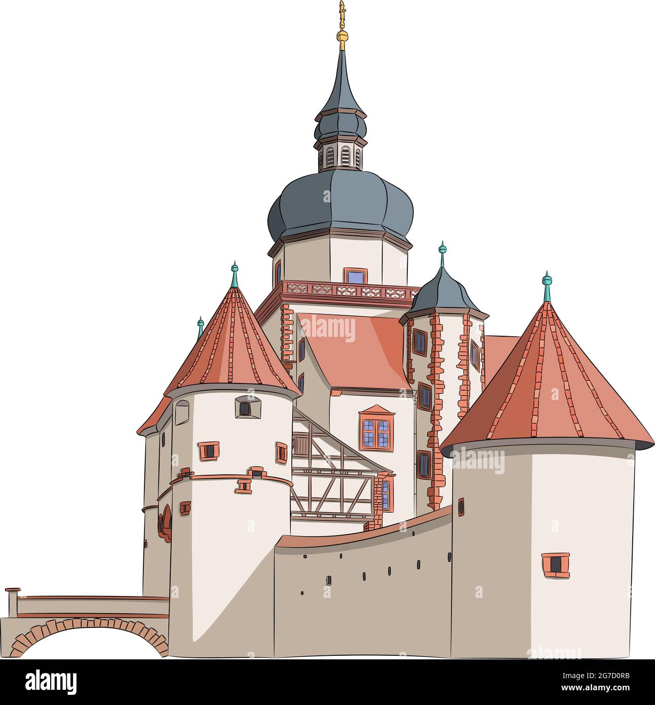 Ancienne forteresse de fort Marienburg. Wurzburg. Bavière Allemagne. Illustration de Vecteur