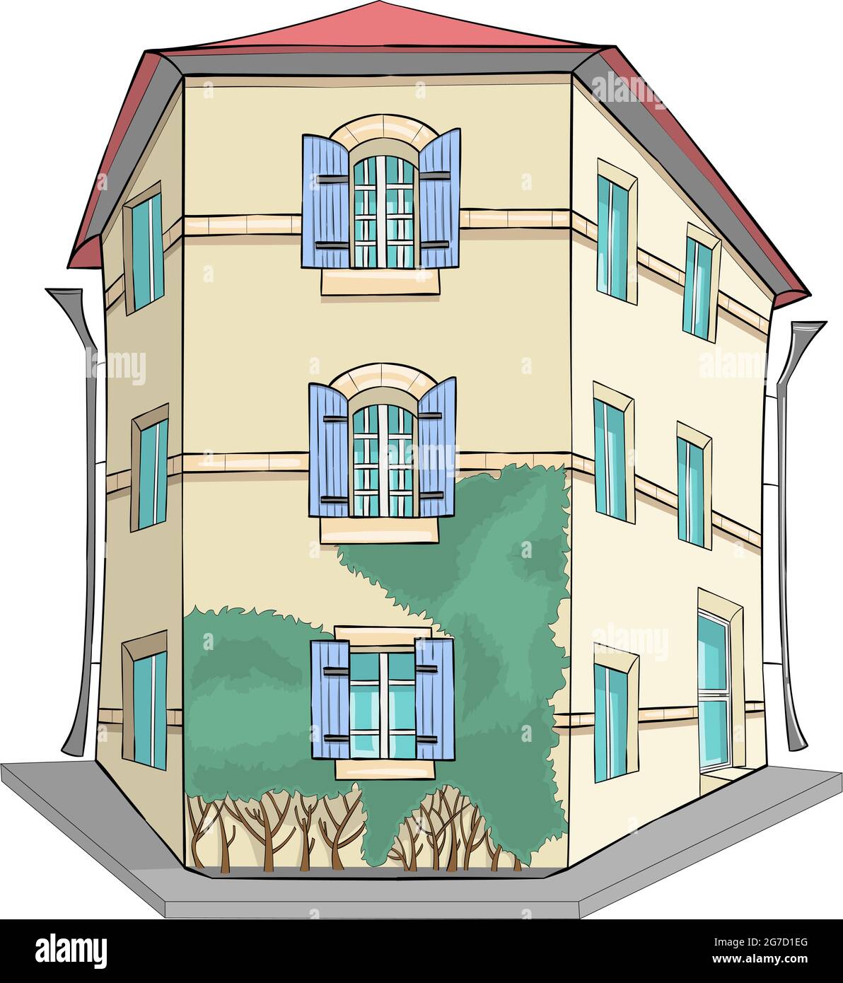 Ancienne maison typique en pierre avec terrasse. Venise. Italie. Illustration de Vecteur