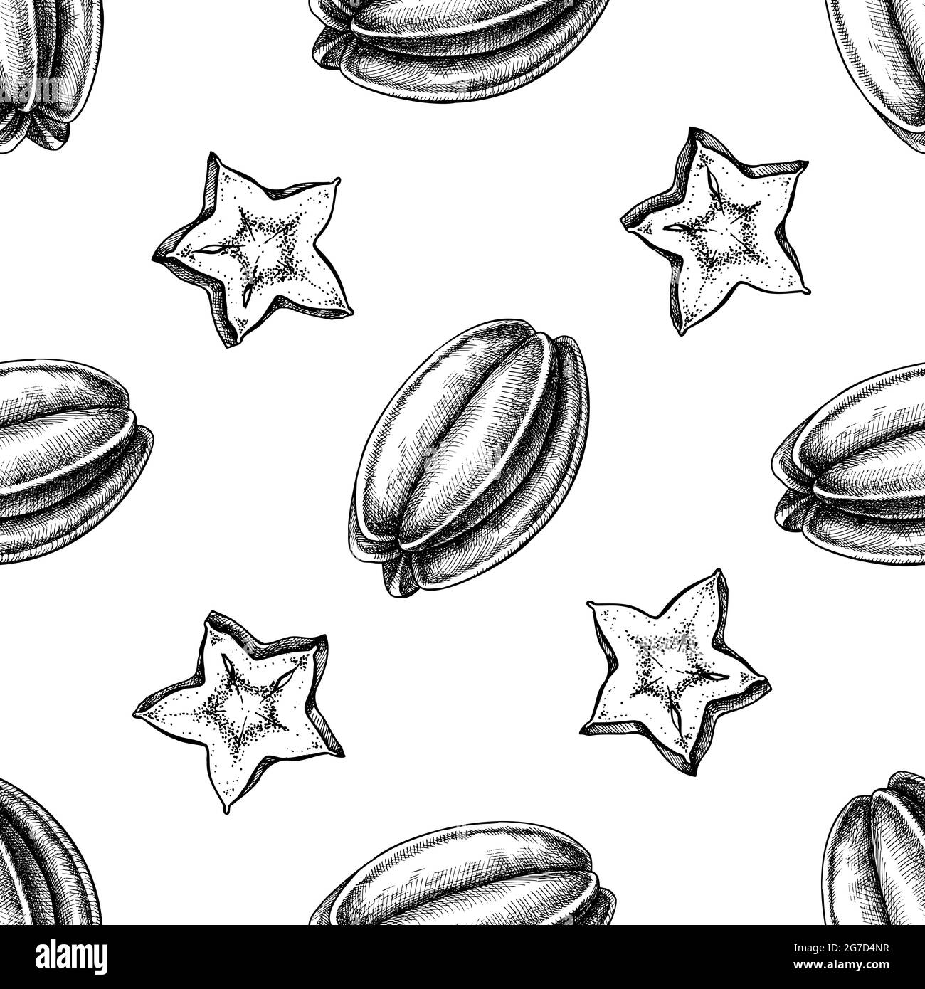 Motif sans couture avec étoiles noires et blanches Illustration de Vecteur