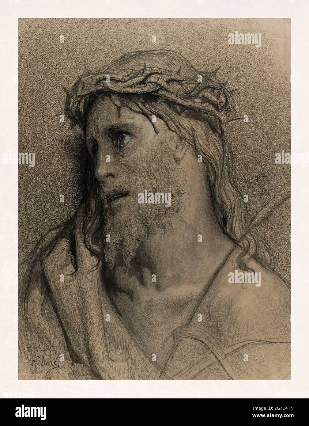 Dessin de Jésus-Christ réalisé en 1874 par Gustave doré pour illustrer une nouvelle édition de la Sainte Bible. Banque D'Images