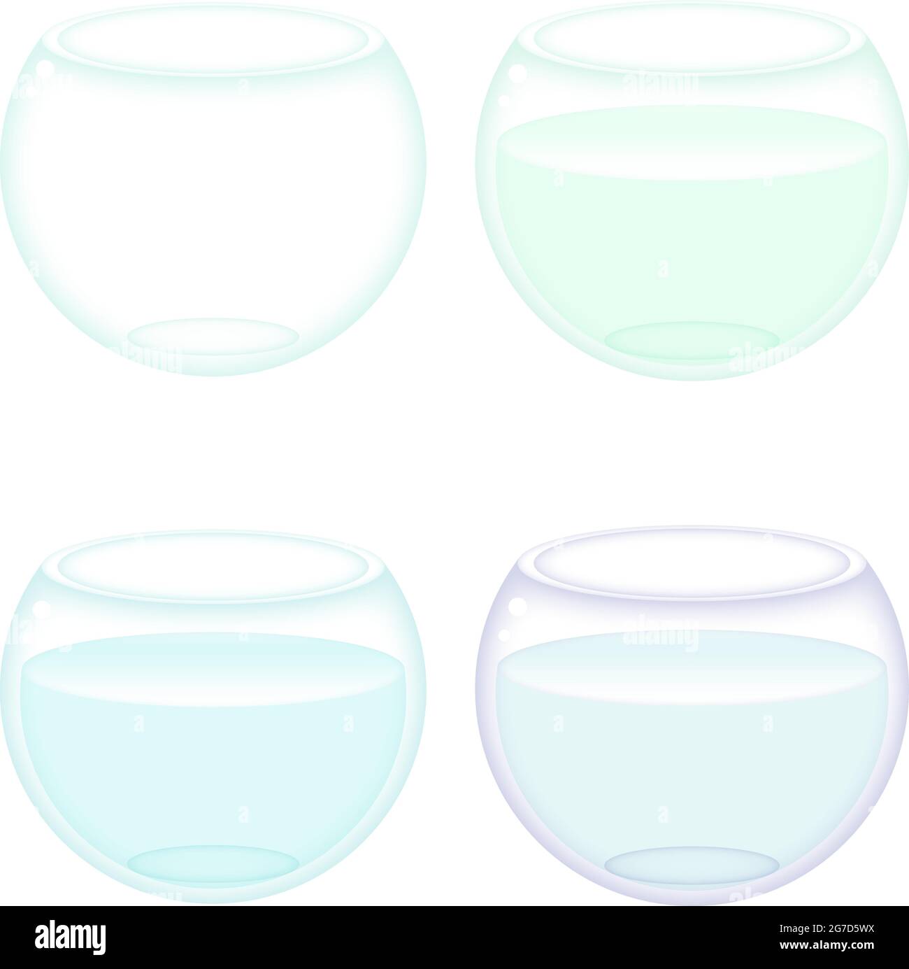 Aquarium rond en verre vide et avec de l'eau. Illustration vectorielle Illustration de Vecteur