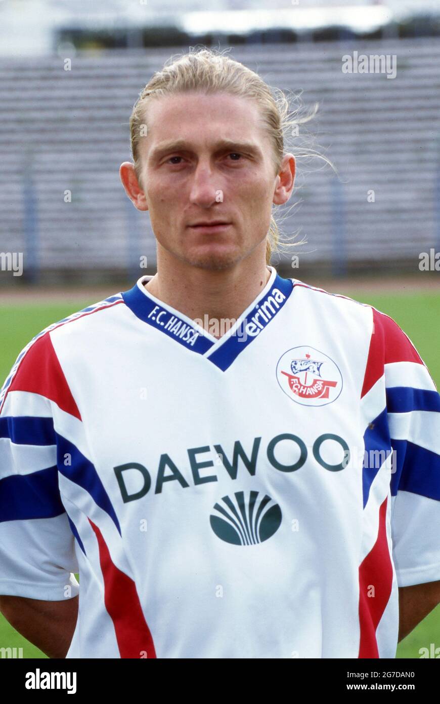 Firo Fuvuball, football, 1er Bundesliga, saison 1996/1997, archive photo, 96/97 images d'archive, FC Hansa Rostock, photocall, 1996 Slawomir Chalaskiewicz, demi-figure, portrait Banque D'Images