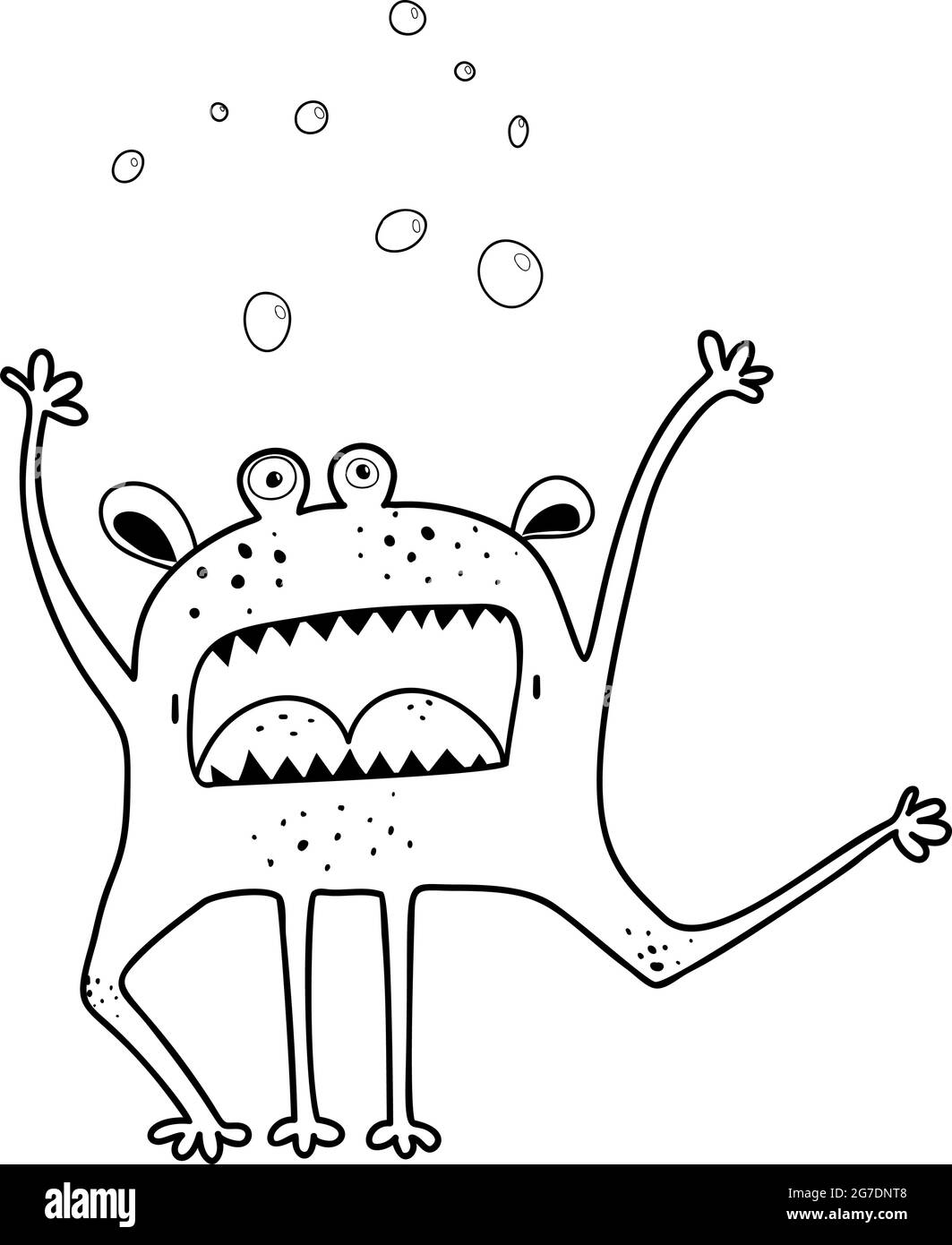 Page de coloriage des personnages de Screaming Angry Monster Illustration de Vecteur
