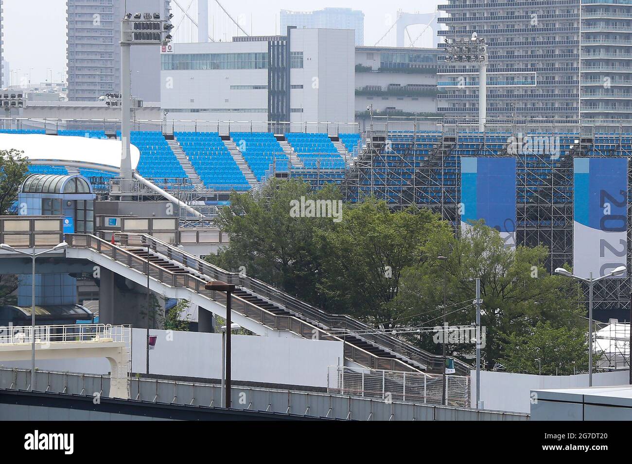 Tokyo, Japon. 13 juillet 2021. Préparation des Jeux Olympiques de Tokyo à Daiba, Aomi et Ariake, Ariake Colosseum tennis, gymnastique. 9 jours avant le début des Jeux, le 13 juillet 2021, à Tokyo, au Japon. (Photo de Kazuki Oishi/Sipa USA) crédit: SIPA USA/Alay Live News Banque D'Images