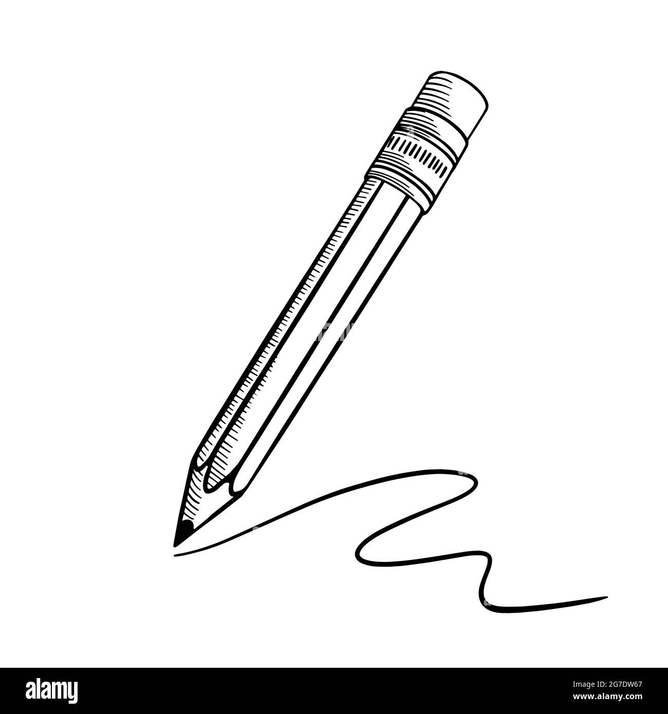 Dessin au crayon tracé à la main avec trait. Coolé noir sur fond blanc.  Illustration vectorielle Image Vectorielle Stock - Alamy