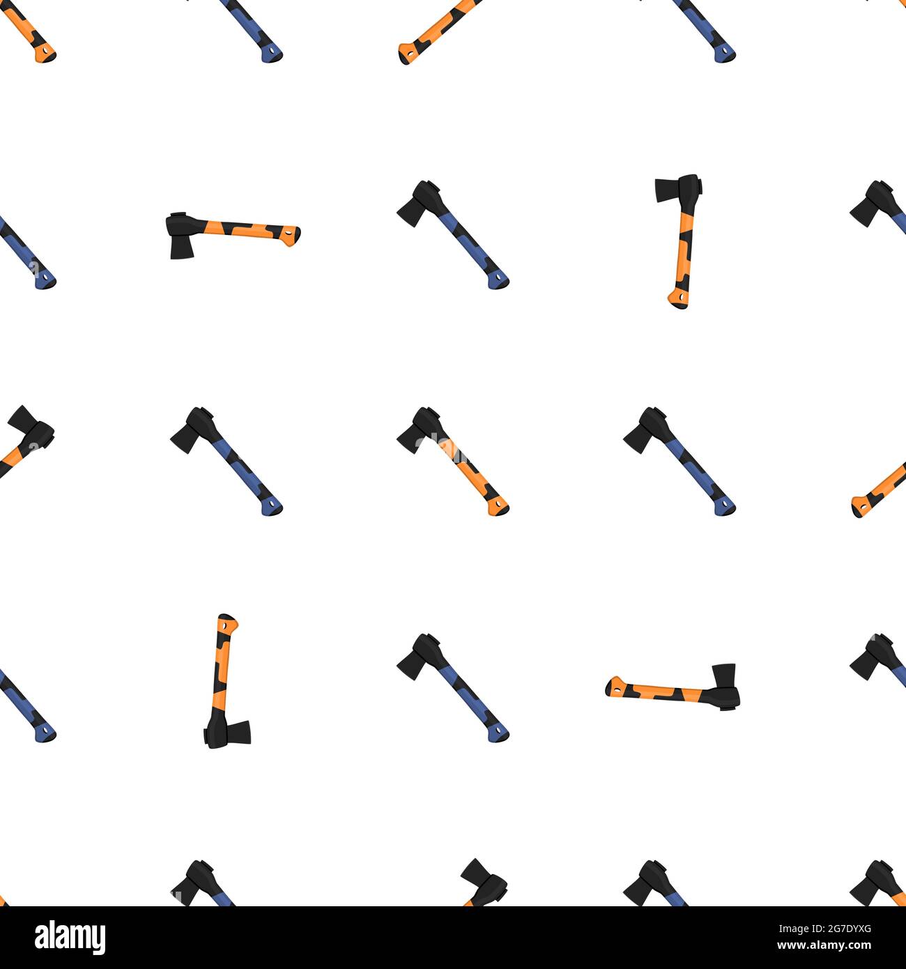 Illustration sur des axes en acier à motif thématique avec manche en bois, hache en métal pour la chasse. Grand kit AX composé de nombreux axes identiques sur fond blanc. F Illustration de Vecteur