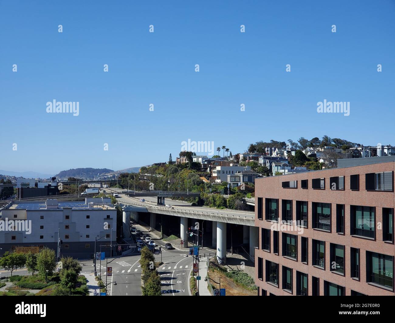 Vue aérienne du quartier de Mission Bay à San Francisco, Californie, vers le quartier de Dogpatch, 21 mai 2021. () Banque D'Images