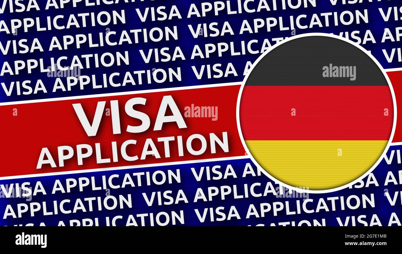 Drapeau circulaire de l'Allemagne avec titres de demande de visa -  Illustration 3D Photo Stock - Alamy