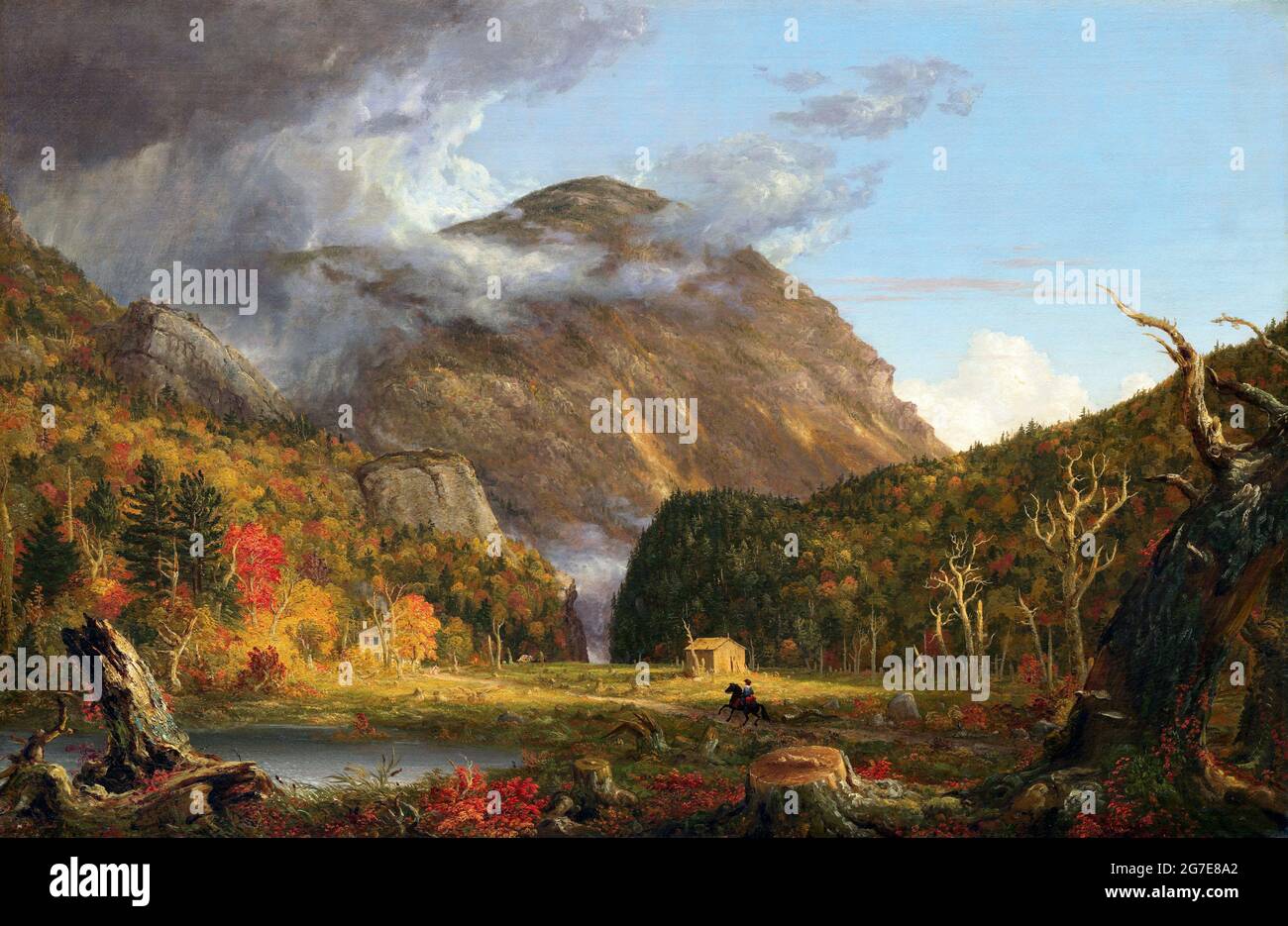 Vue sur le col de la montagne appelé le Notch des White Mountains (Crawford Notch) par Thomas Cole (1801-1848), huile sur toile, 1839 Banque D'Images