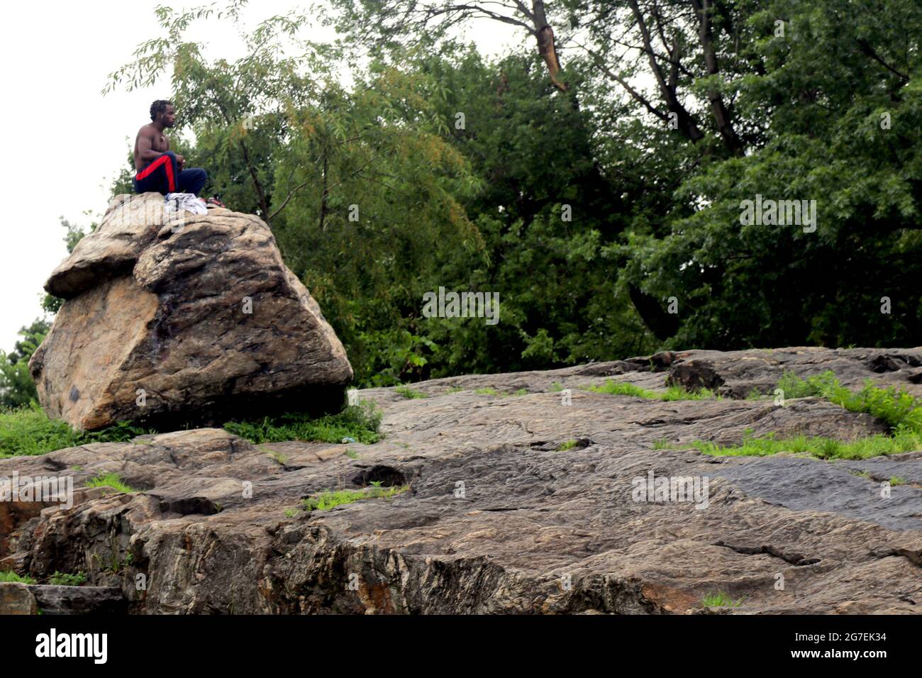 The Bronx, New York, NY, États-Unis, 13e. Juillet 2021. Les résidents du Bronx s'engagent dans des activités au parc Crotona, dans le Bronx, à New York. Banque D'Images