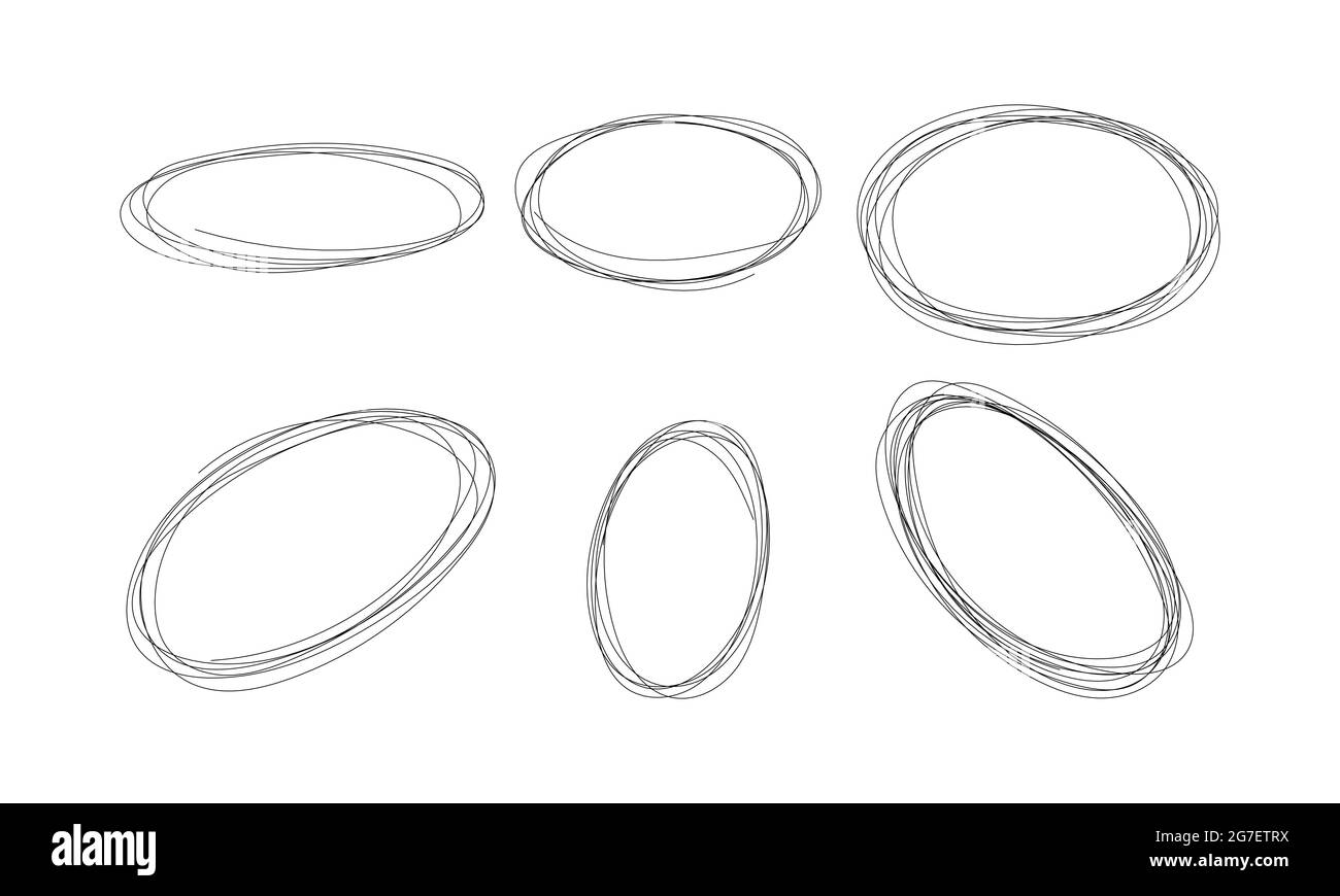 Cadre de griffonnage avec cercle de mise en surbrillance - le stylo à encre scinde la bordure ovale pour mettre en évidence le texte ou les objets importants. Illustration de Vecteur
