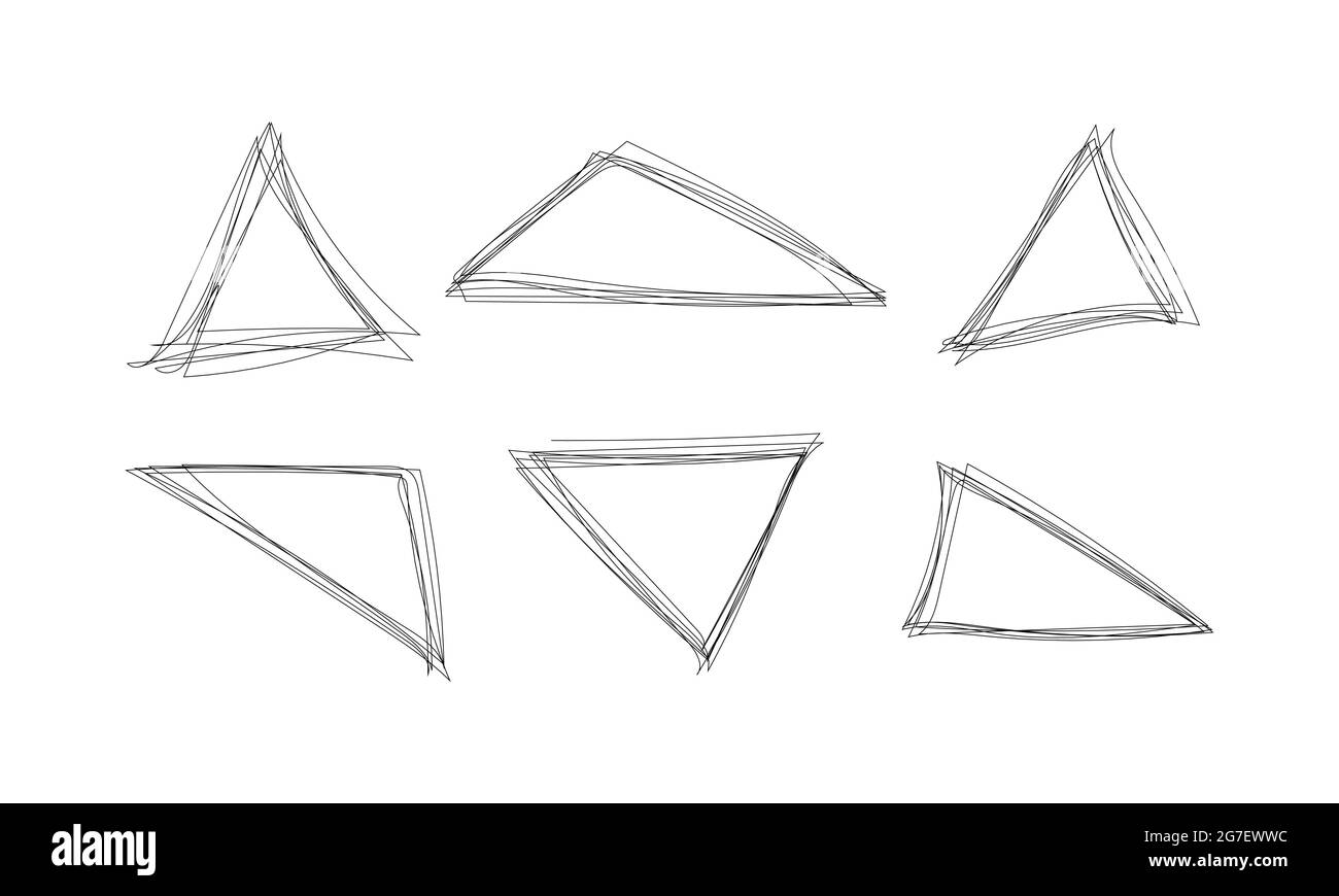 Cadre en forme de triangle de mise en évidence : bordure de balayage du stylo à encre pour mettre en évidence le texte ou les objets importants. Illustration de Vecteur