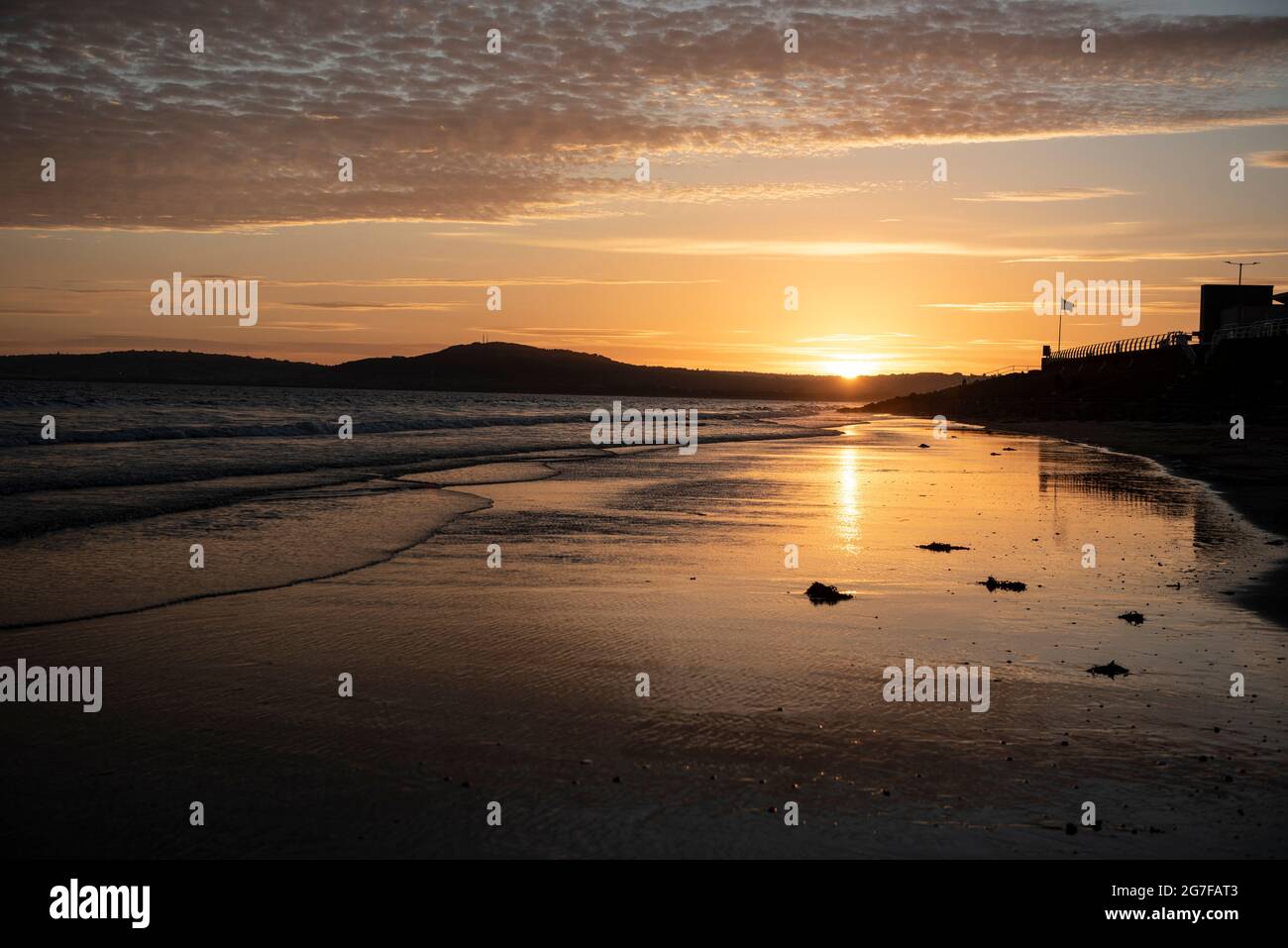 Aberavon Beach, Sunset Neath Port Talbot, pays de Galles Banque D'Images