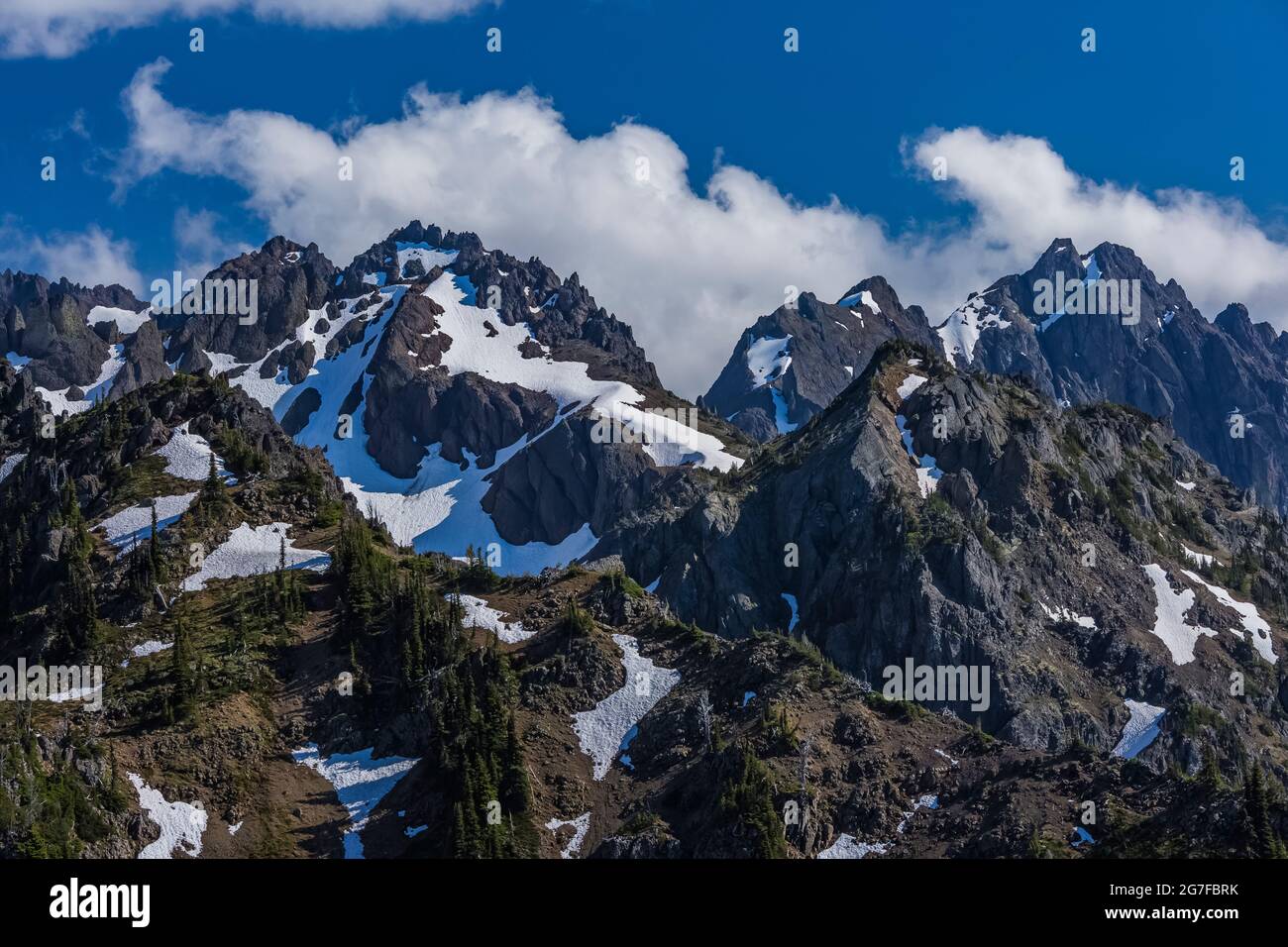 Superbes montagnes surplombant Marmot Pass dans la région sauvage de Buckhorn, la forêt nationale olympique, les montagnes Olympic, l'État de Washington, États-Unis Banque D'Images