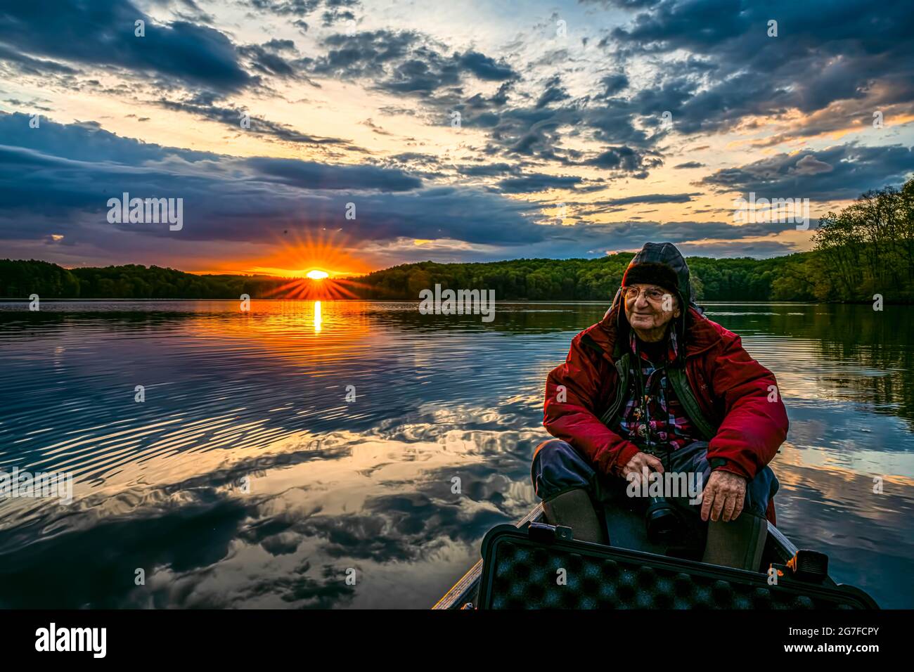 Lever du soleil sur le lac Banque D'Images