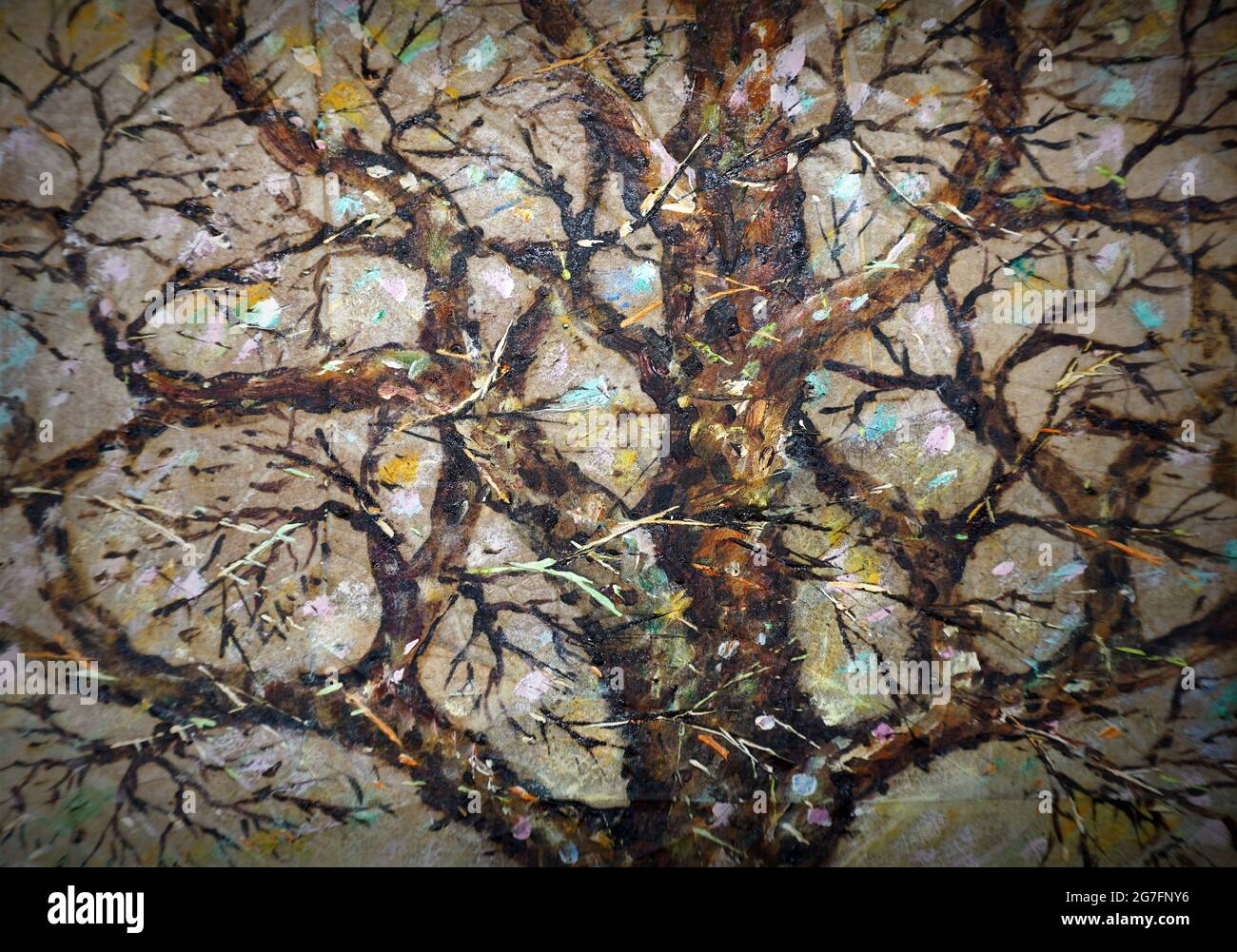 Art pinceau trait , arbre peinture Résumé couleur de l'huile arrière-plan Banque D'Images