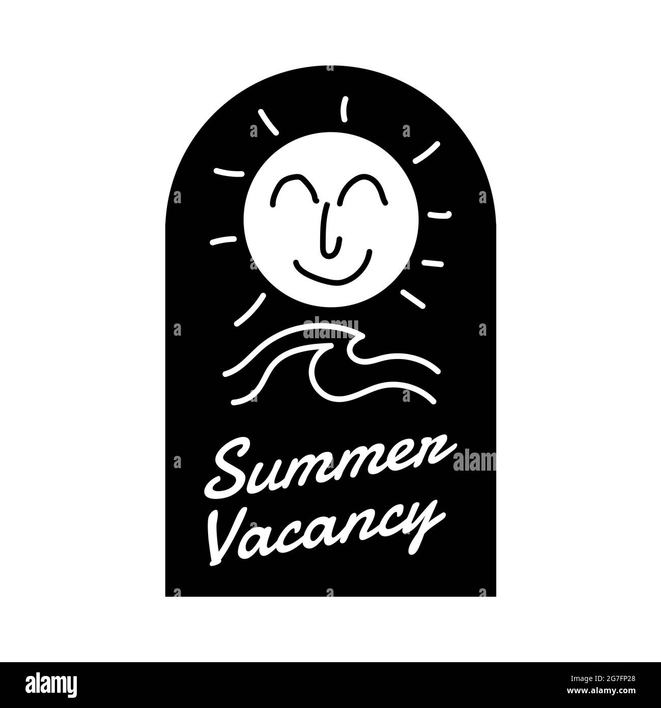 Summer Vacancy avec logo d'illustration de soleil et de vague Banque D'Images
