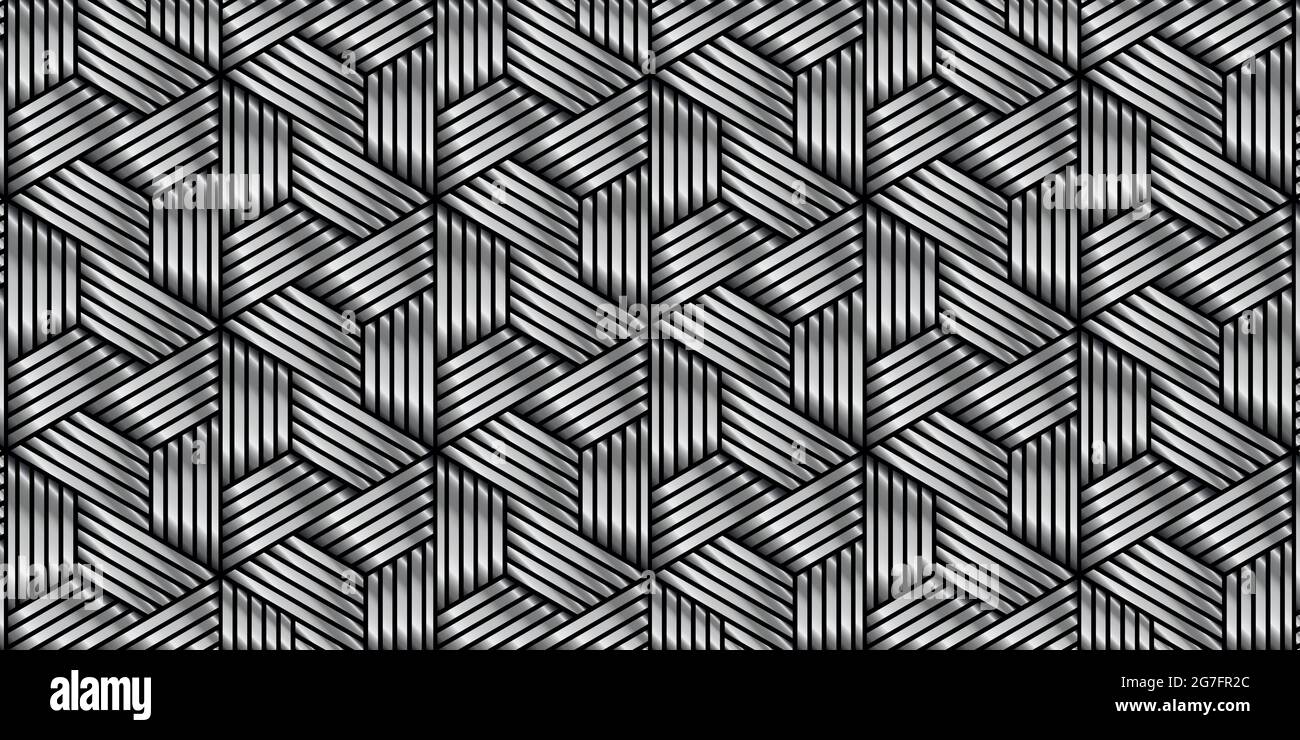 Motif géométrique abstrait sans coutures rayures lignes noir et gris fond métallique. Illustration vectorielle. Eps10 Illustration de Vecteur
