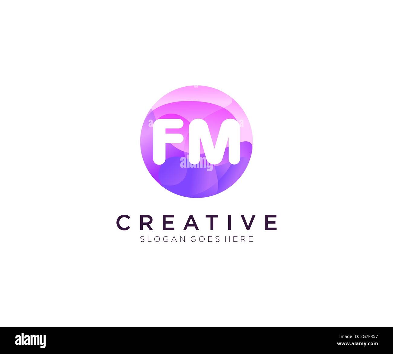 Logo FM initial avec modèle de cercle coloré Illustration de Vecteur