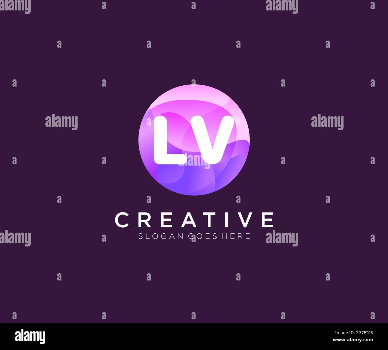 Logo LV initial avec modèle de cercle coloré Illustration de Vecteur