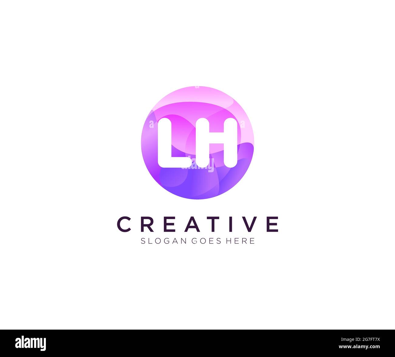 Logo LH initial avec modèle de cercle coloré Illustration de Vecteur