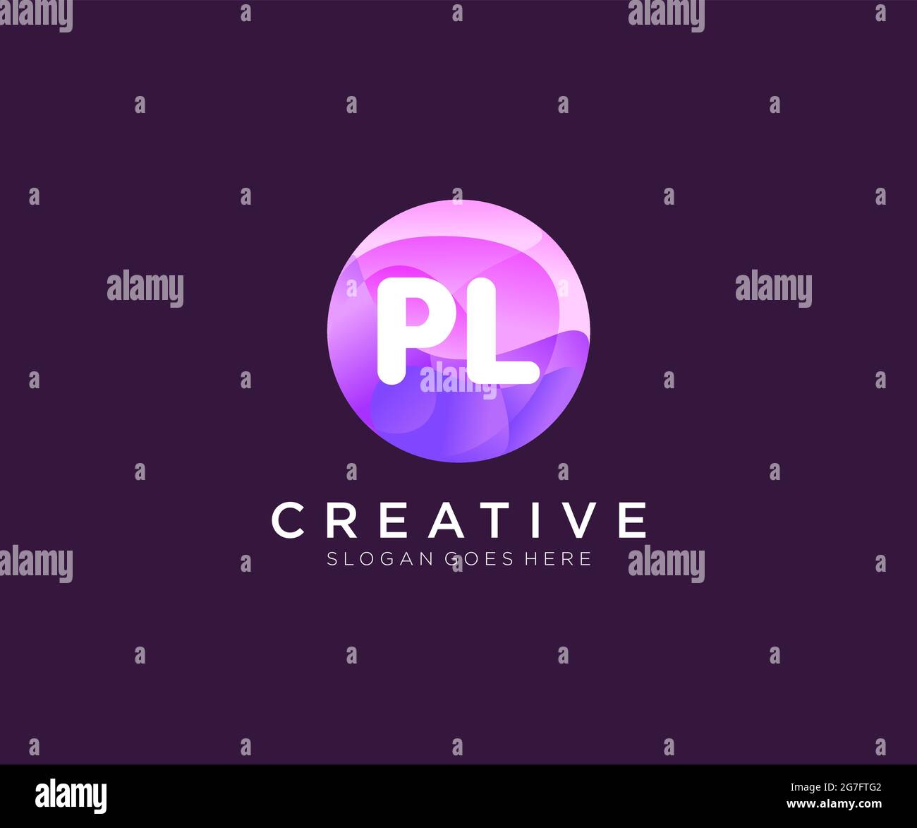 Logo PL initial avec modèle de cercle coloré Illustration de Vecteur