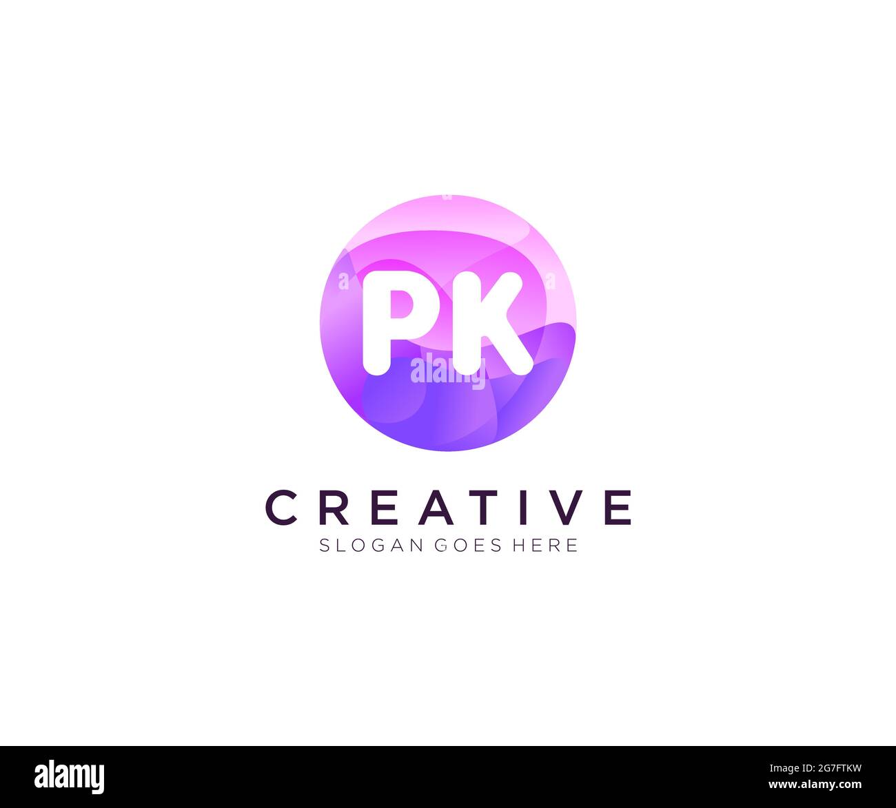 Logo PK initial avec modèle de cercle coloré Illustration de Vecteur