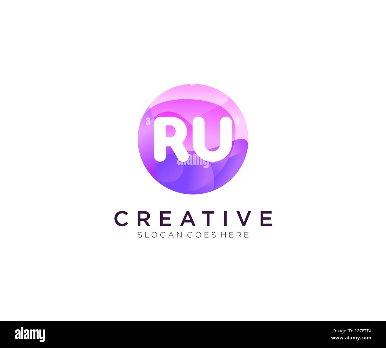 Logo RU initial avec modèle de cercle coloré Illustration de Vecteur
