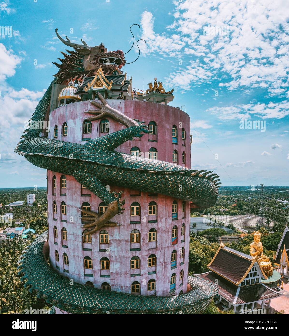 Temple du Dragon Wat Samphran à Nakhon Pathom, Thaïlande Banque D'Images