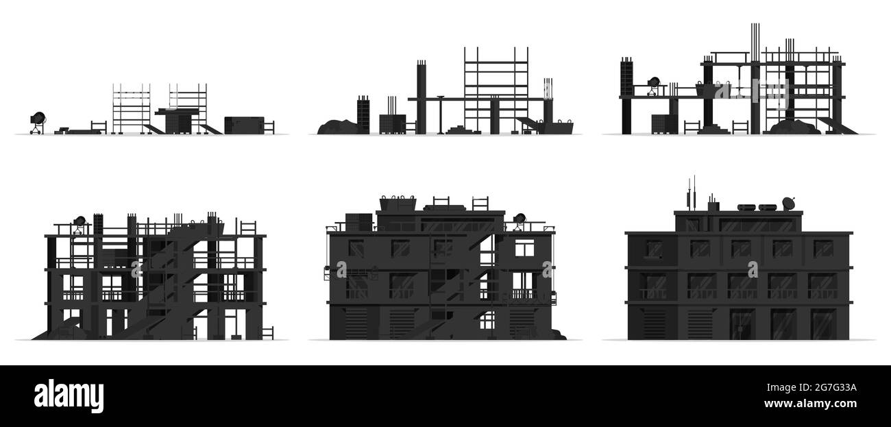 Chantiers de construction Silhouette isolé Illustration de Vecteur