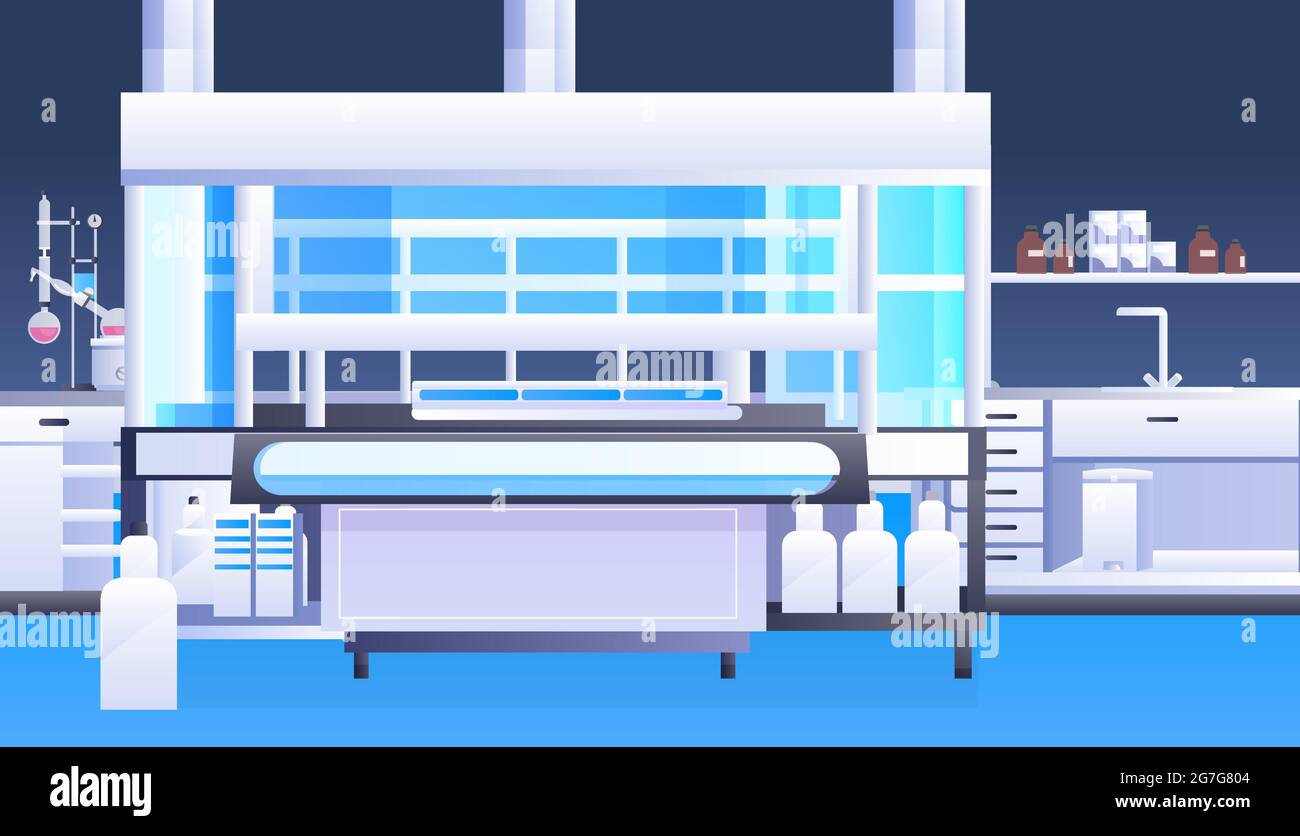 vide aucun laboratoire de recherche chimique avec différents équipement scientifique concept d'éducation scientifique en milieu de travail Illustration de Vecteur
