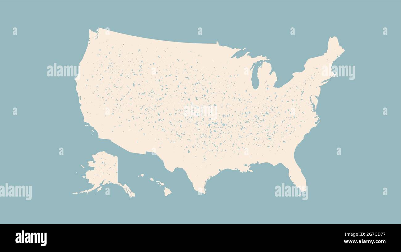 ÉTATS-UNIS. Affiche carte des États-Unis d'Amérique. Carte imprimée en noir et blanc des États-Unis pour t-shirt, affiche ou thème géographique. Carte noire dessinée à la main. Illustration vectorielle Illustration de Vecteur