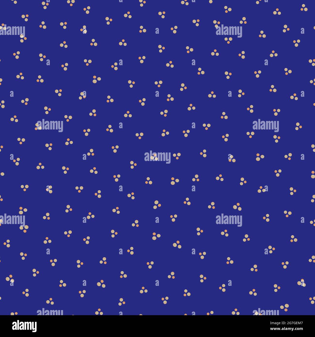 Motif à pois vectorisés avec des groupes de petits cercles rayés dispersés à la main, orange, bleu indigo violet. Texture en pointillés dense sans couture Illustration de Vecteur