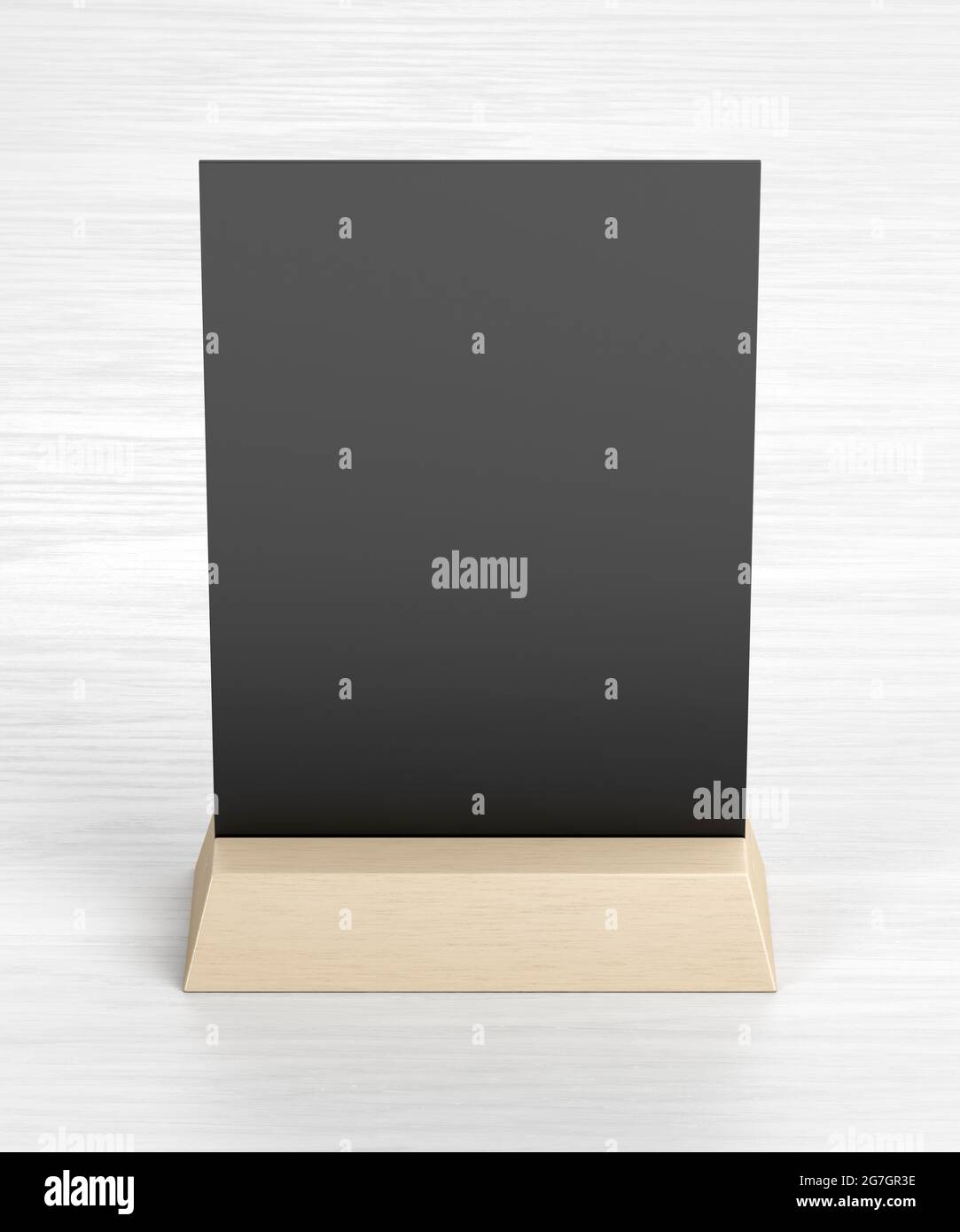 Porte-menu vierge sur table en bois Banque D'Images
