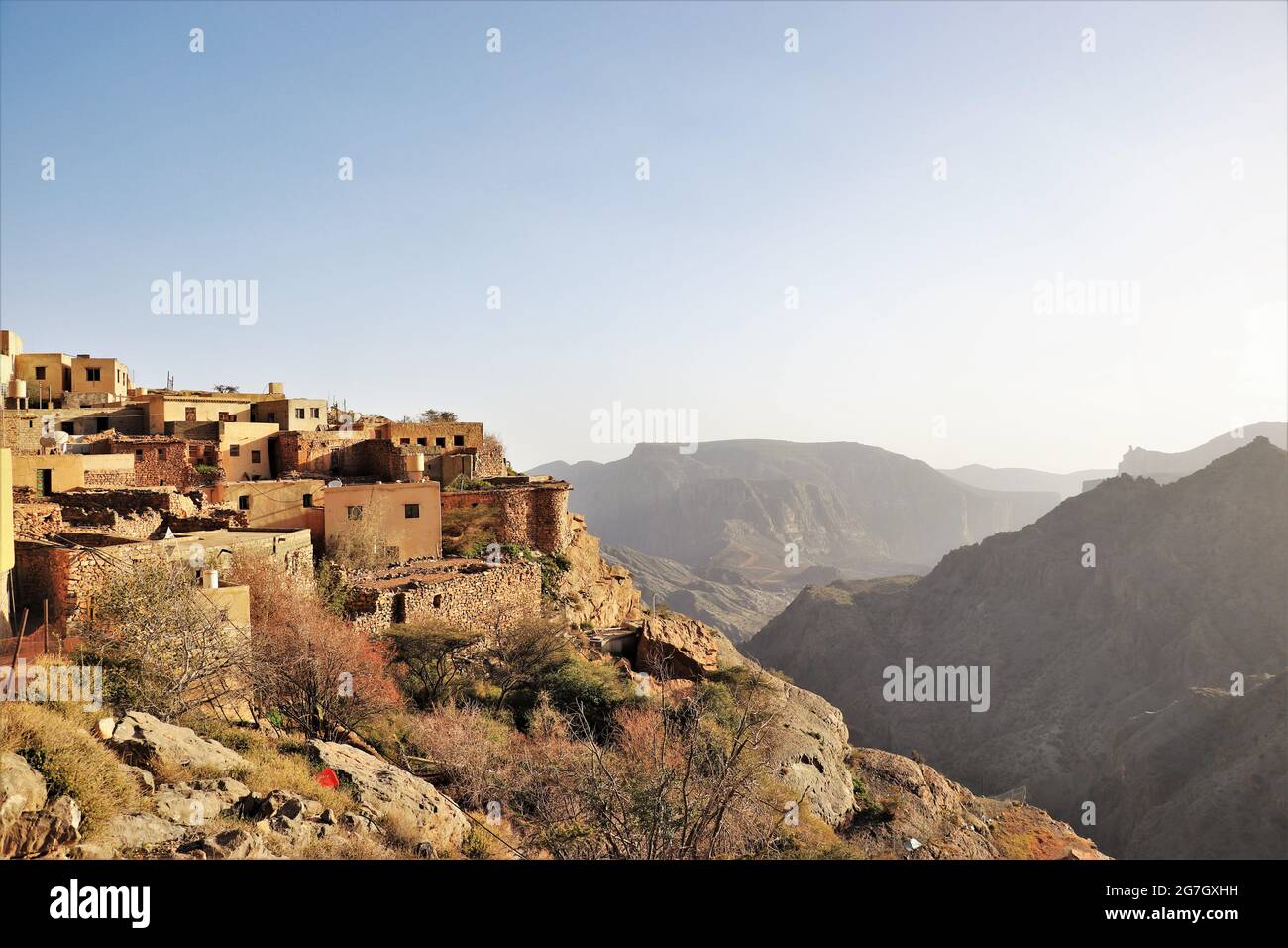 Village perché à Jebel Akhdar, Oman Banque D'Images