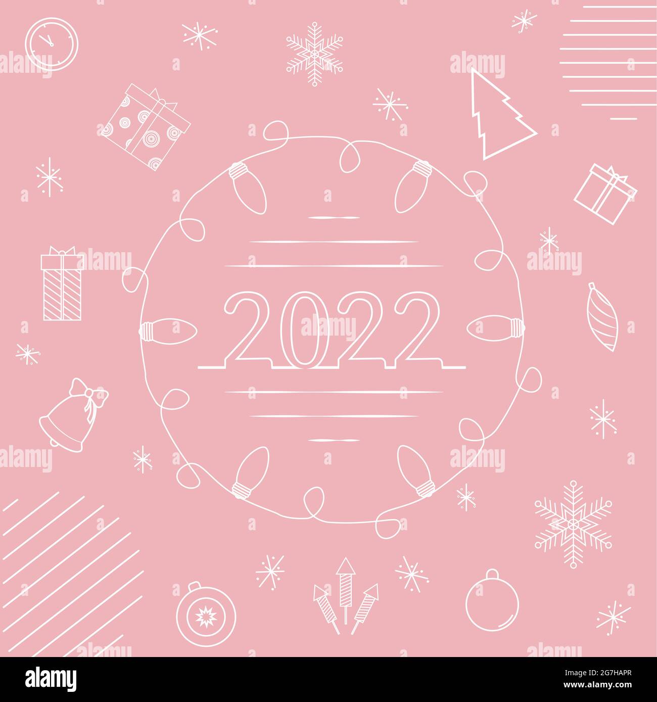 carte de voeux à fond rose avec guirlande de noël Illustration de Vecteur