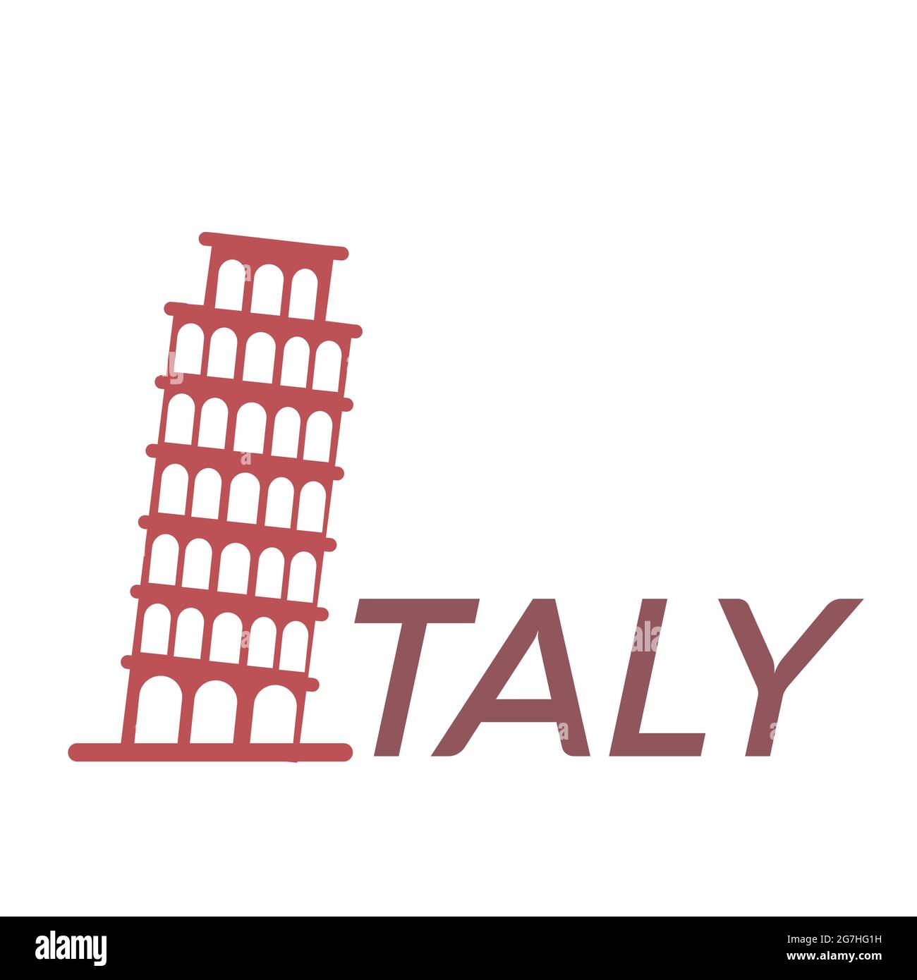 Tour penchée ou clocher de Pise en Italie - site d'intérêt et attraction touristique de Pise en Italie Illustration de Vecteur