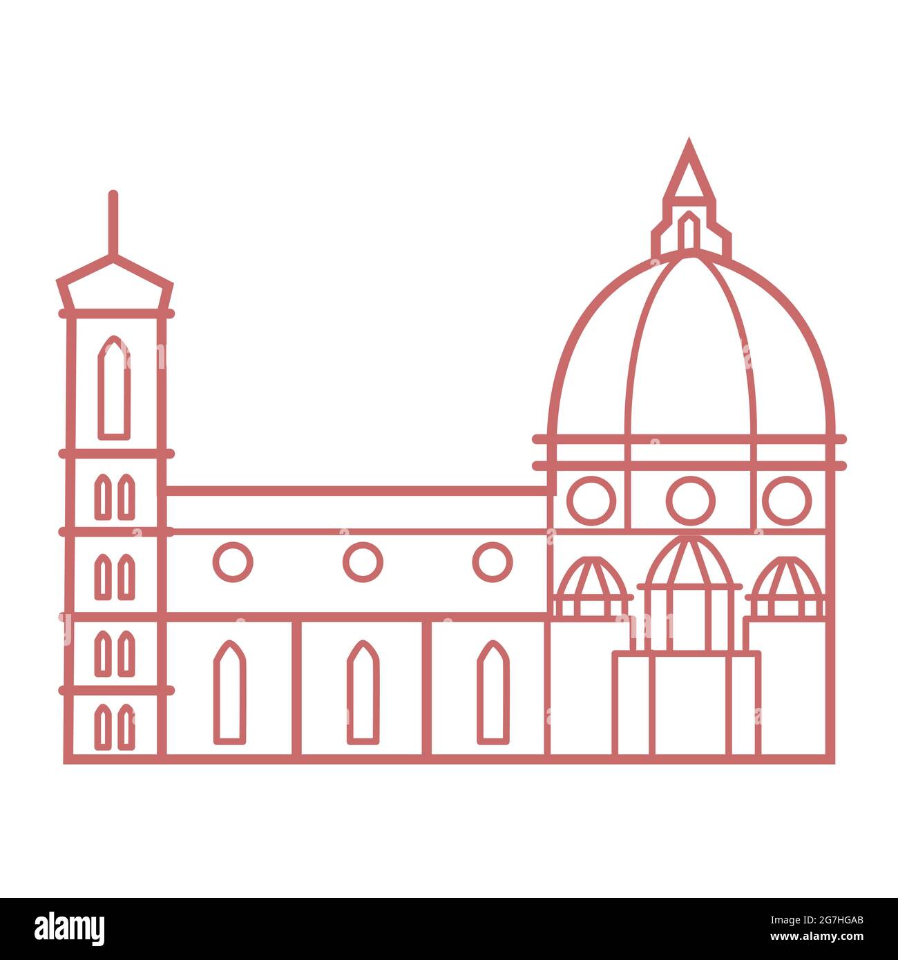 Cathédrale de Santa Maria del Fiore Florence Italie Line art Illustration de Vecteur
